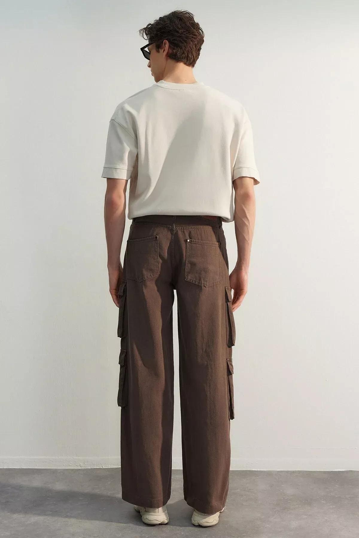 Brown Wide Leg Pants, Brown, large image number 3