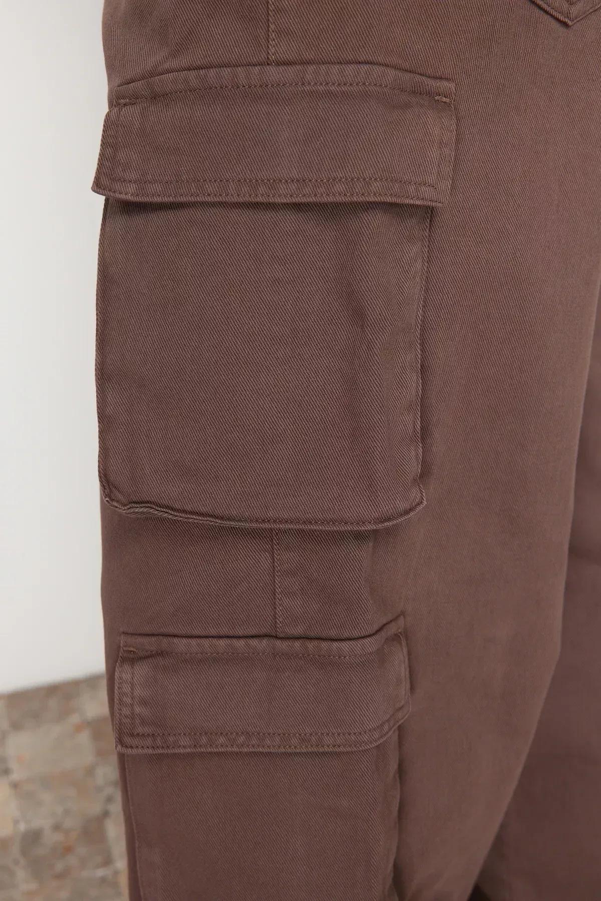 Brown Wide Leg Pants, Brown, large image number 6