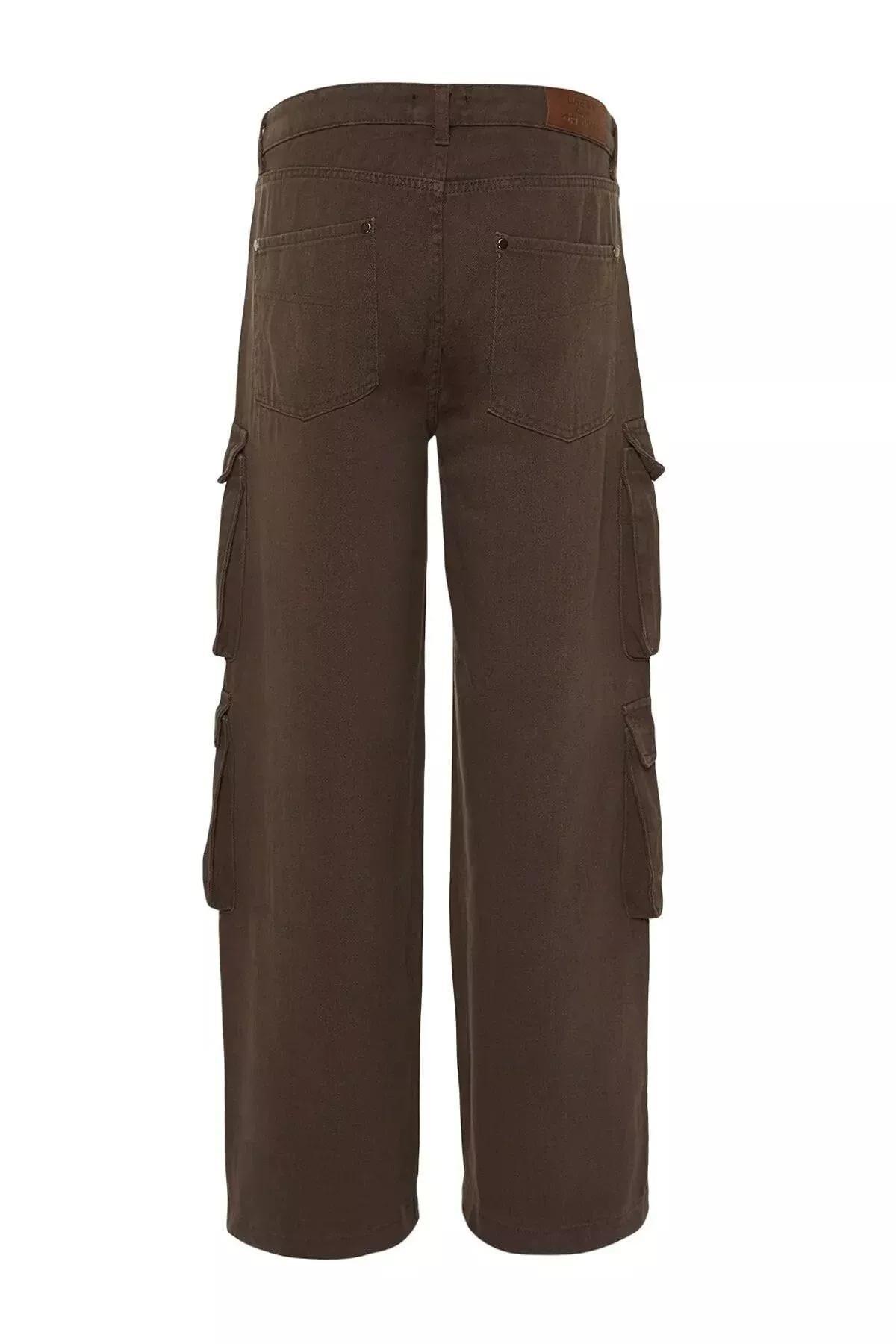 Brown Wide Leg Pants, Brown, large image number 7