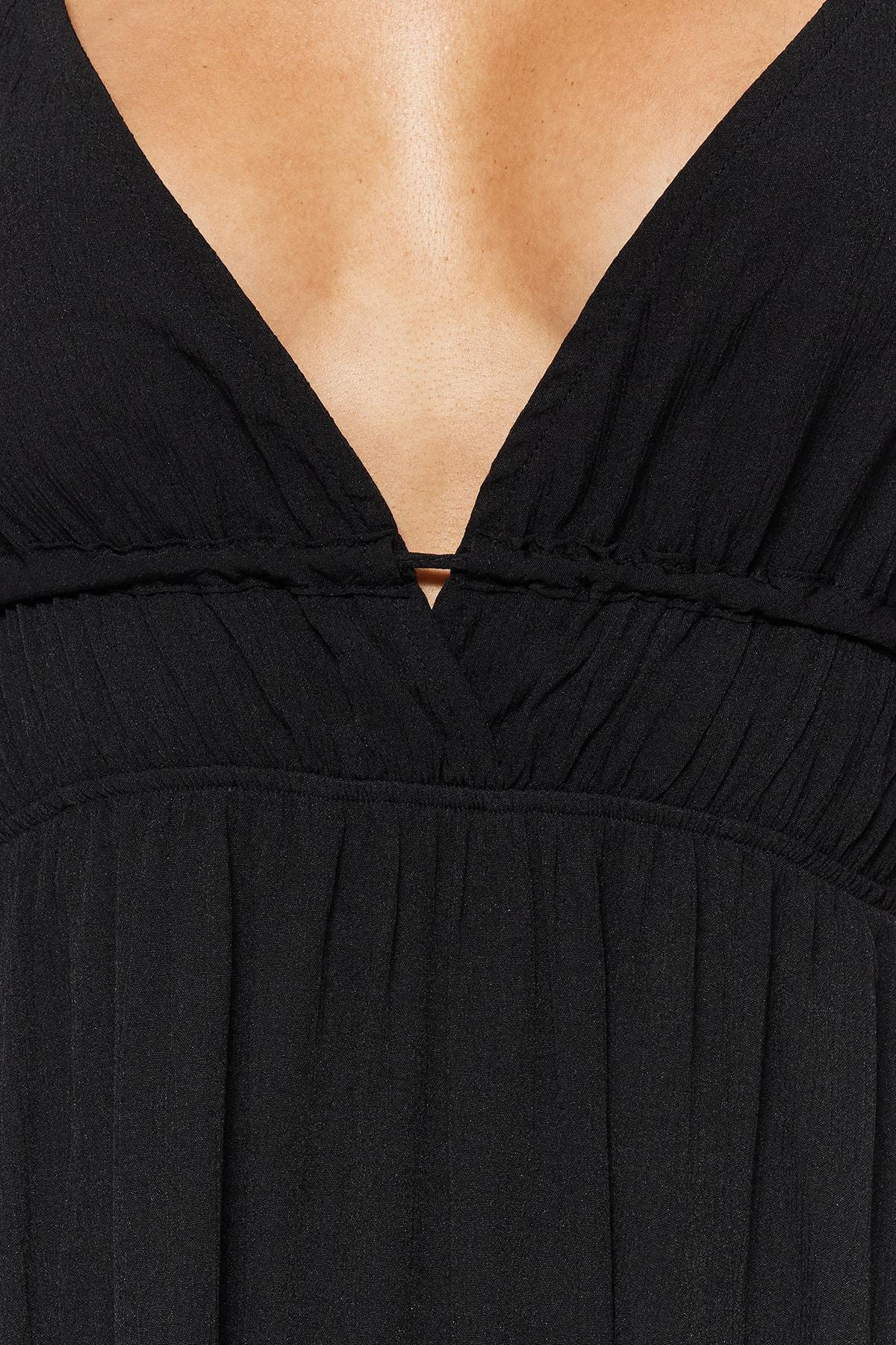 Black V-Neck Dress, , large image number 3