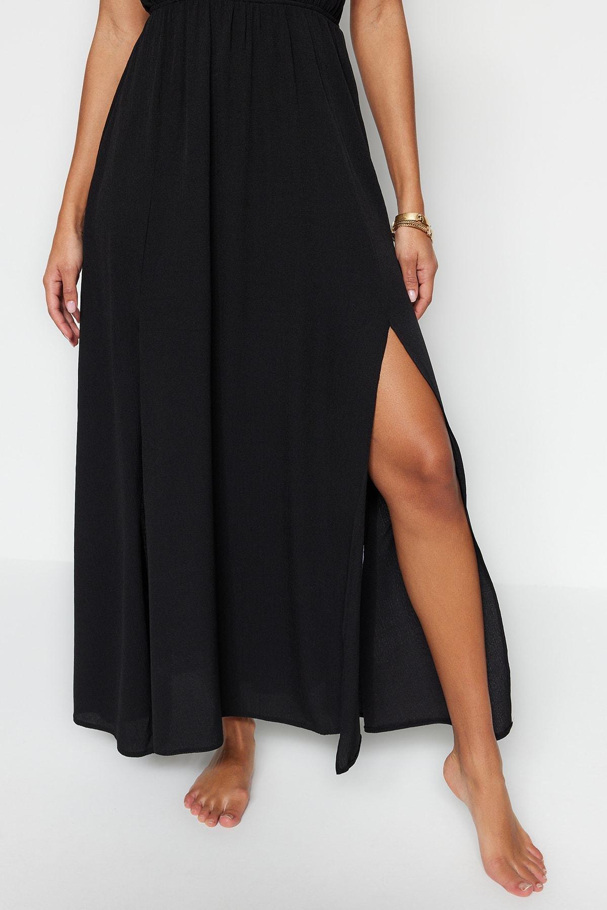 Black V-Neck Dress, , large image number 4