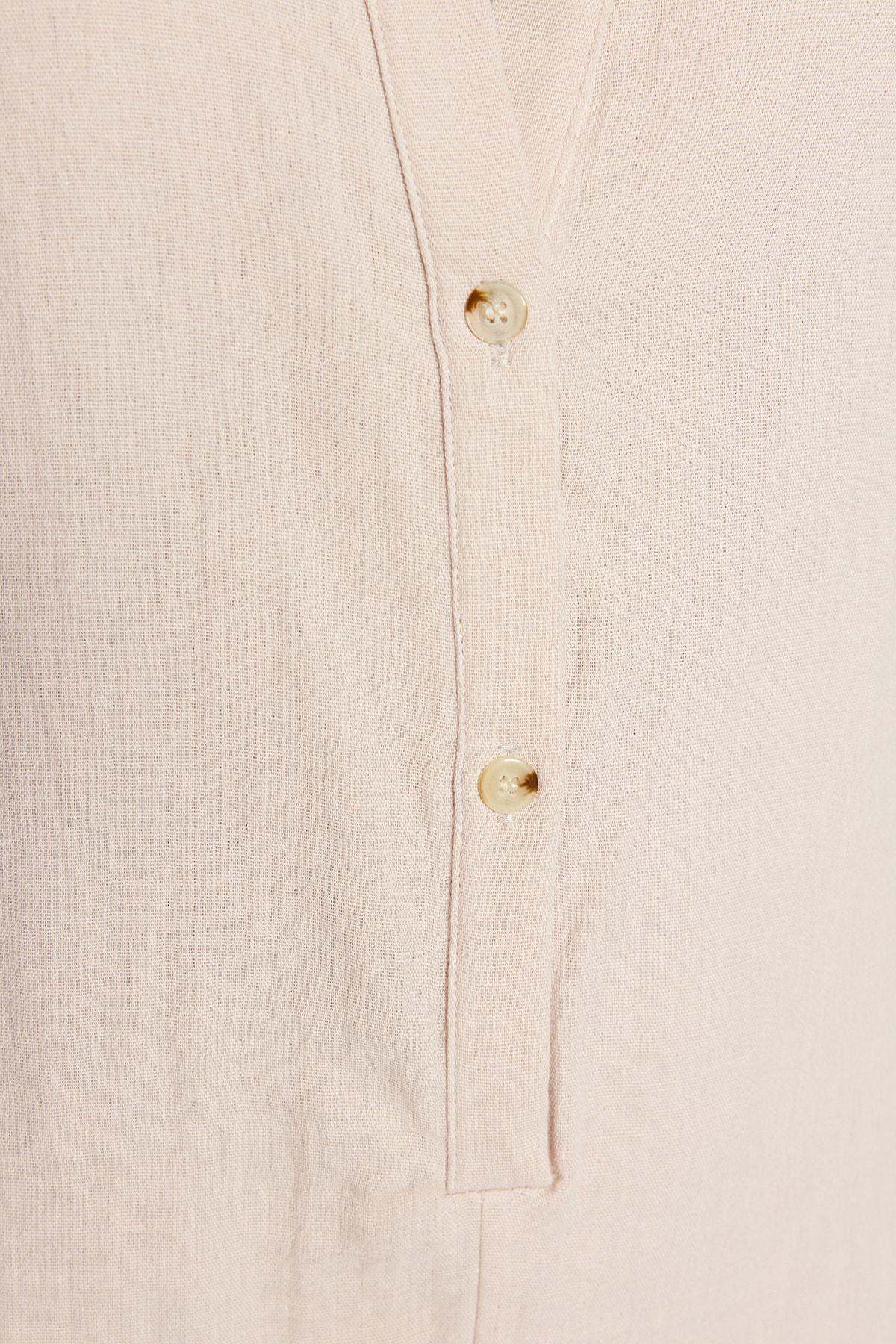 Cream Relaxed Mandarin Collar Jumpsuit, , large image number 3