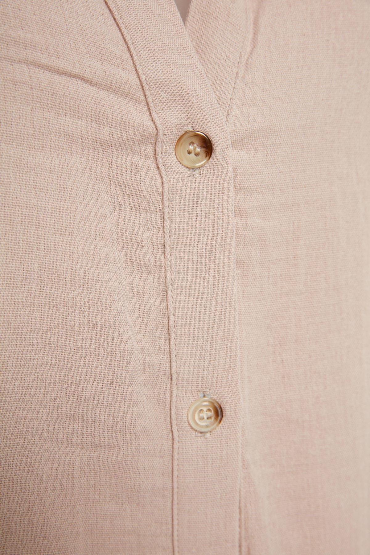 Cream Relaxed Mandarin Collar Jumpsuit, , large image number 5