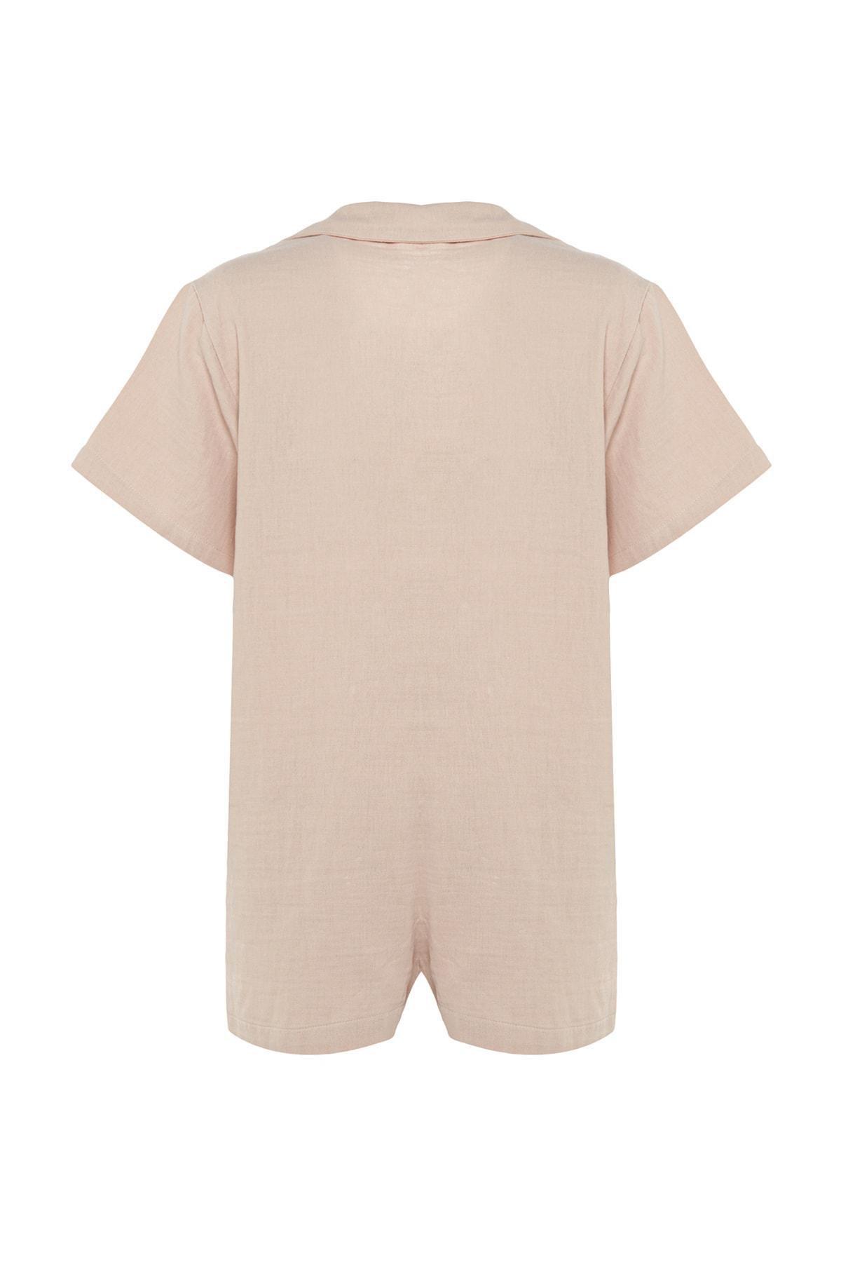 Cream Relaxed Mandarin Collar Jumpsuit, , large image number 6