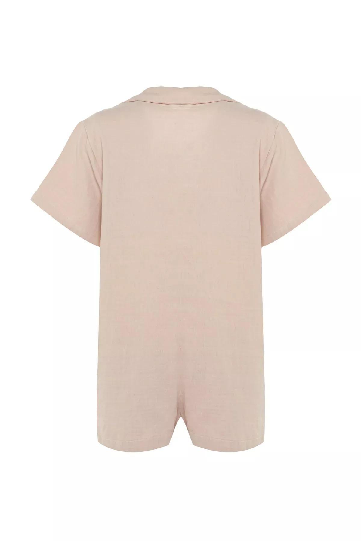 Cream Relaxed Mandarin Collar Jumpsuit, , large image number 7