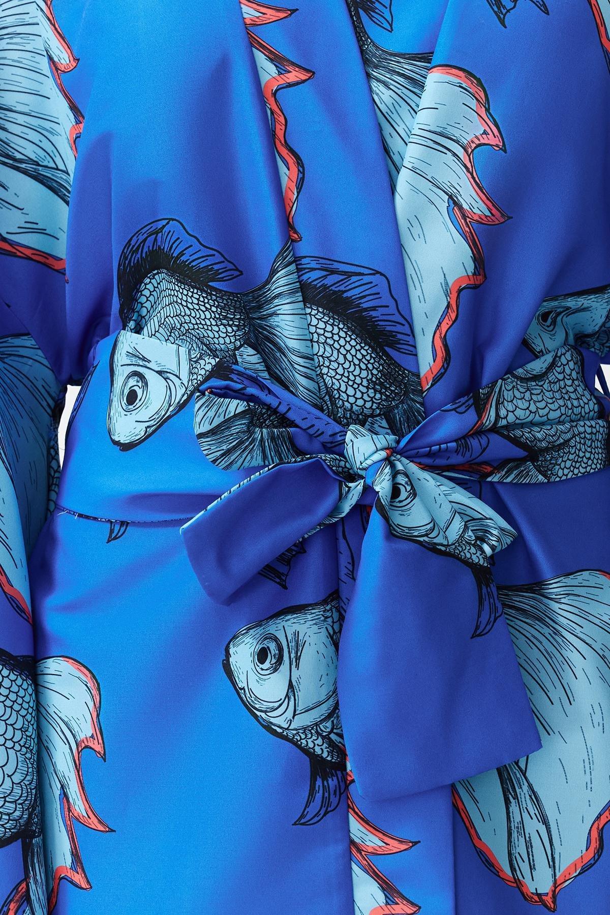 Patterned Belted Mini Kimono, , large image number 2