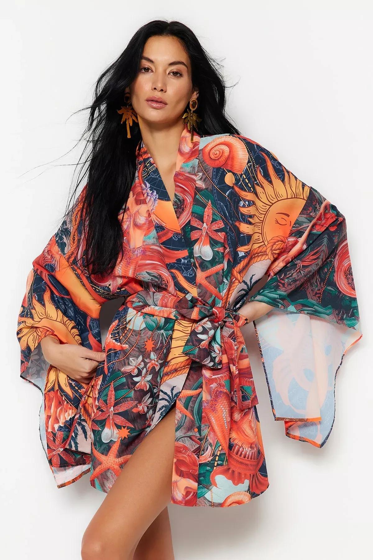 Ethnic Print Kimono, Multicolor, large image number 0
