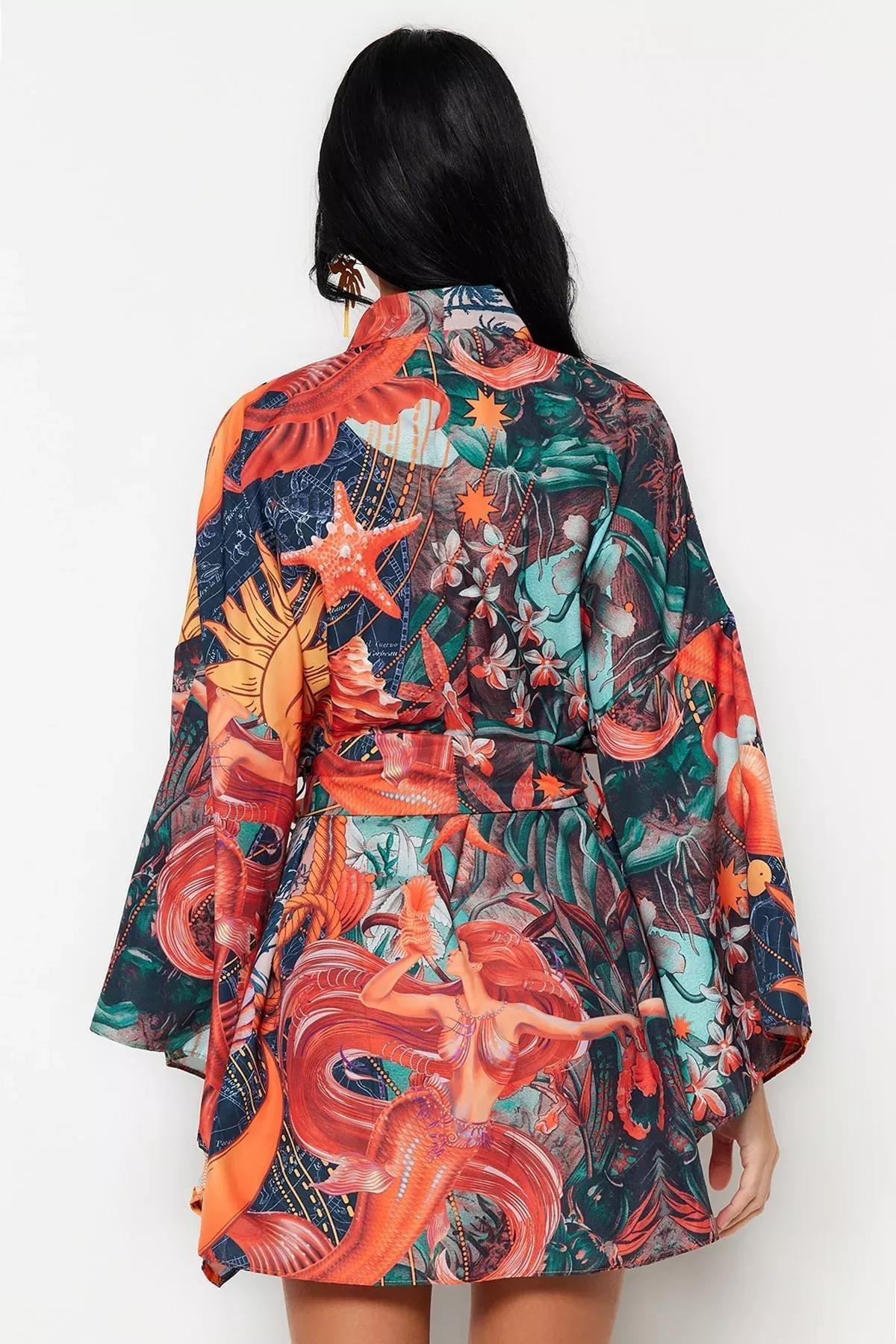Ethnic Print Kimono, Multicolor, large image number 4