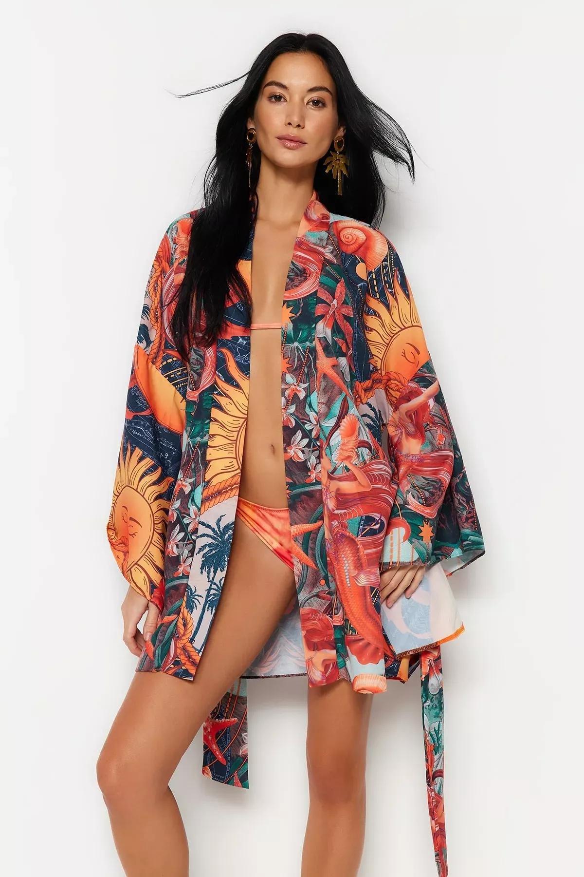 Ethnic Print Kimono, Multicolor, large image number 5