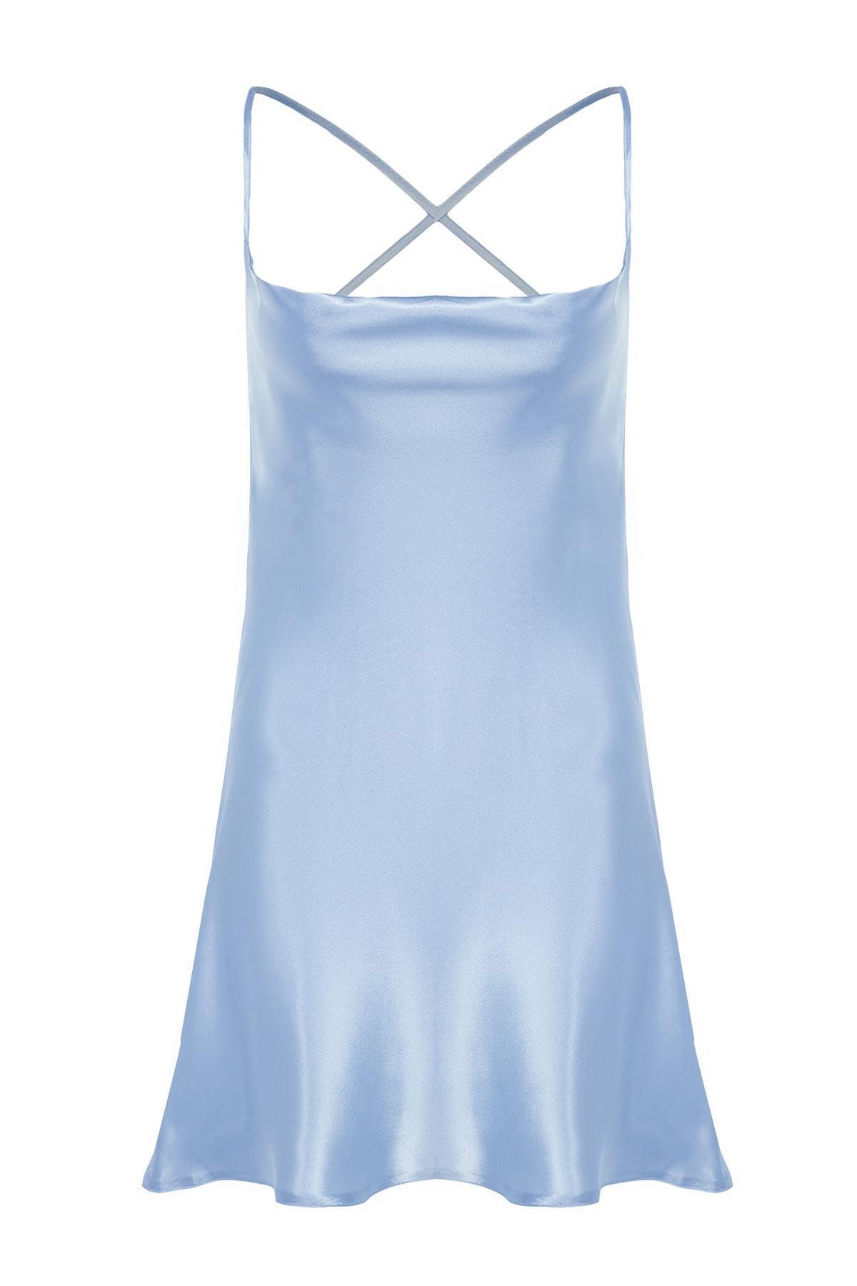 Blue Cowl Neck Nightgown, , large image number 5