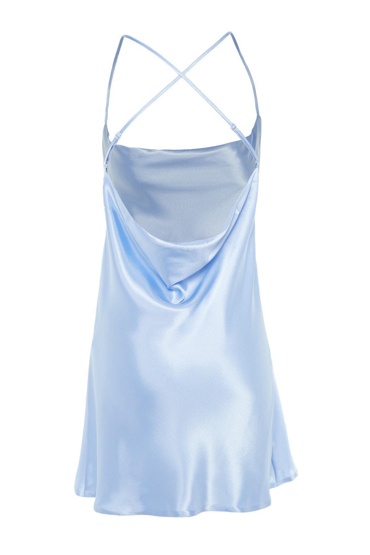 Blue Cowl Neck Nightgown, , large image number 7