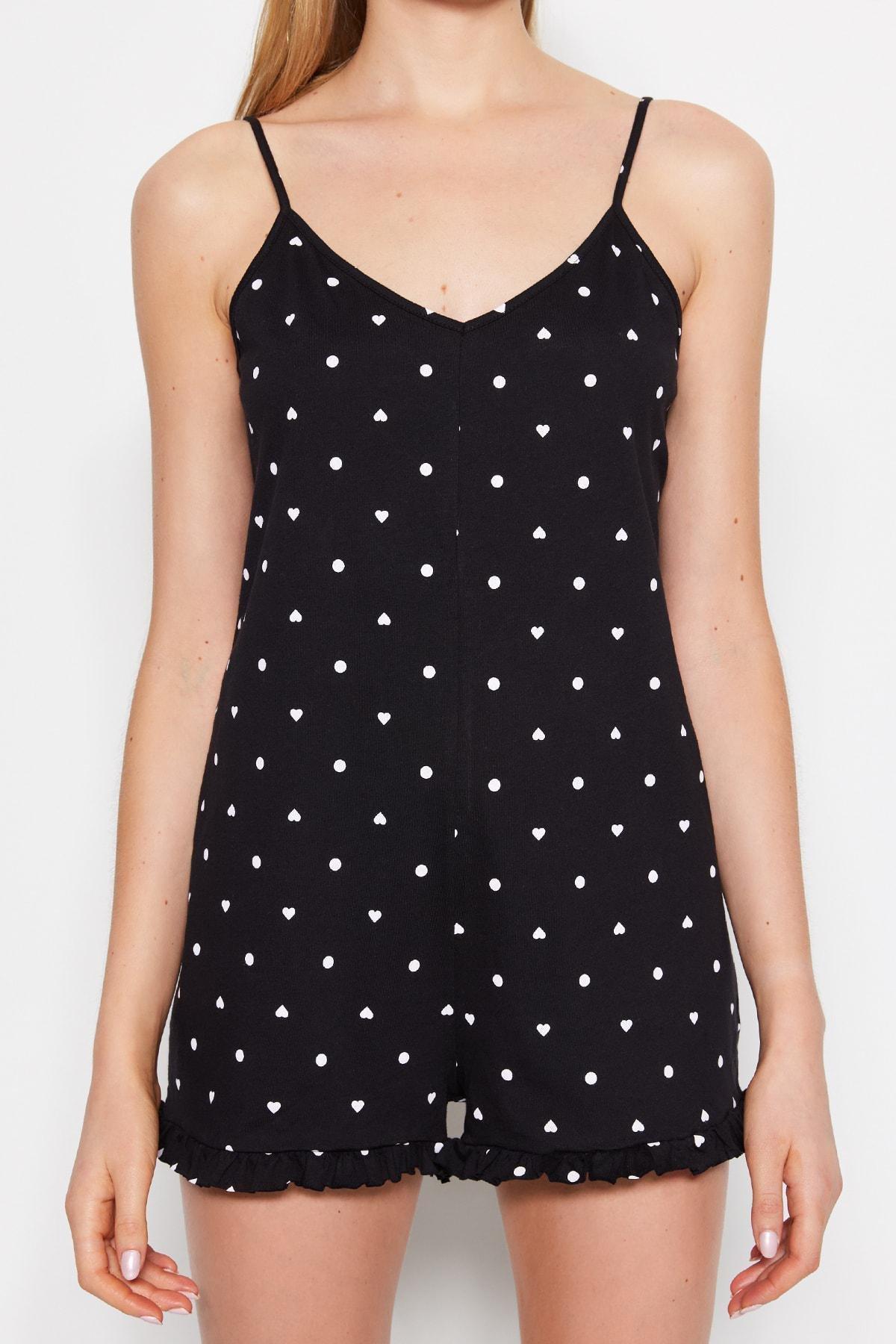 Black Polka-Dot V-Neck Jumpsuit, Black, large image number 3