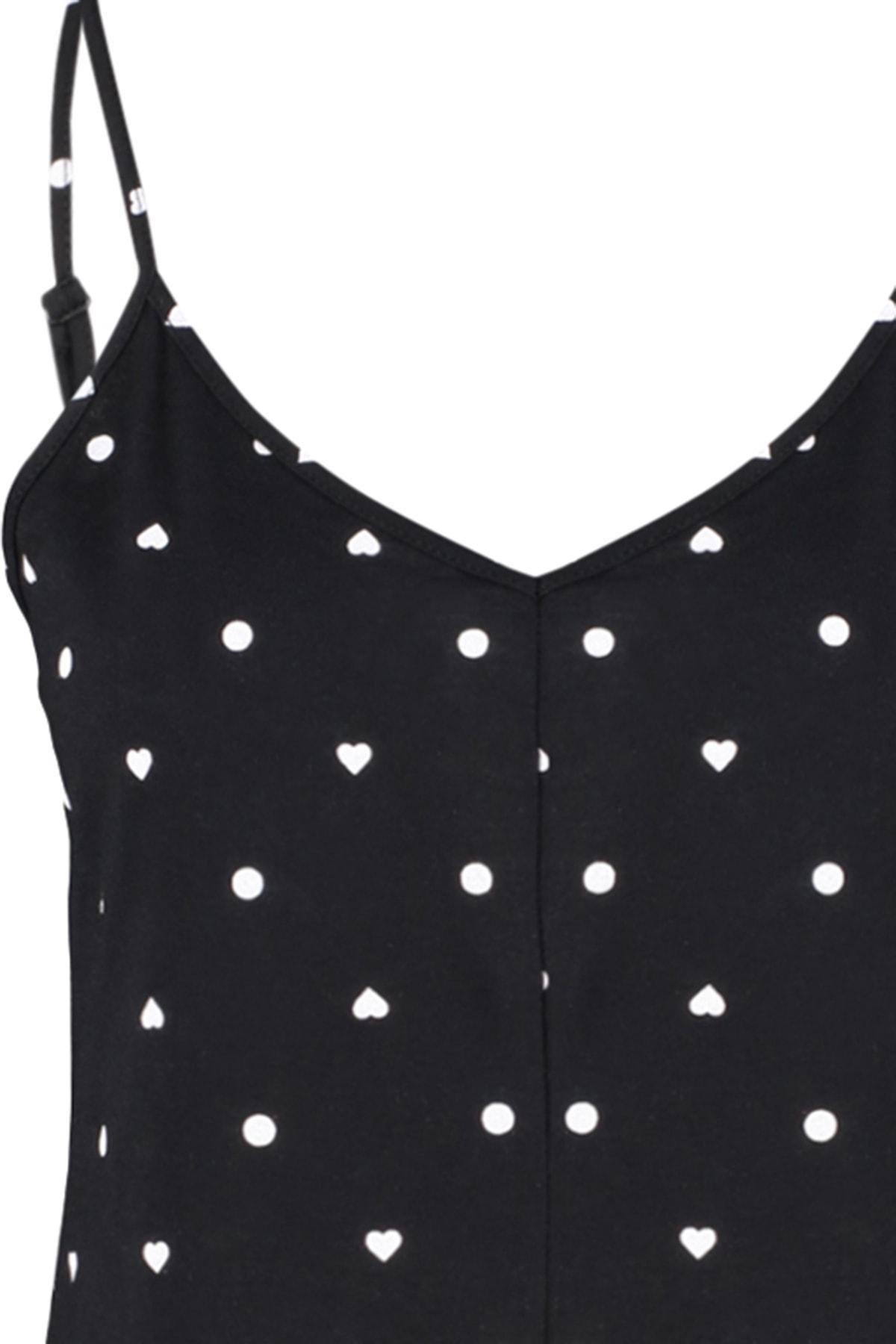 Black Polka-Dot V-Neck Jumpsuit, Black, large image number 5