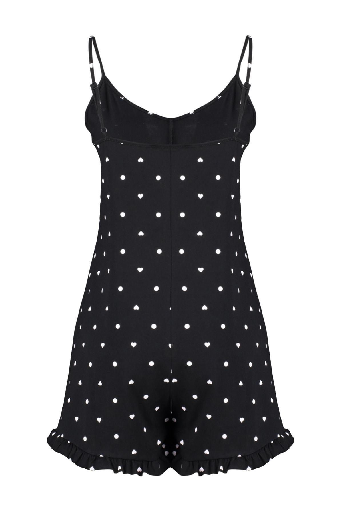 Black Polka-Dot V-Neck Jumpsuit, Black, large image number 6