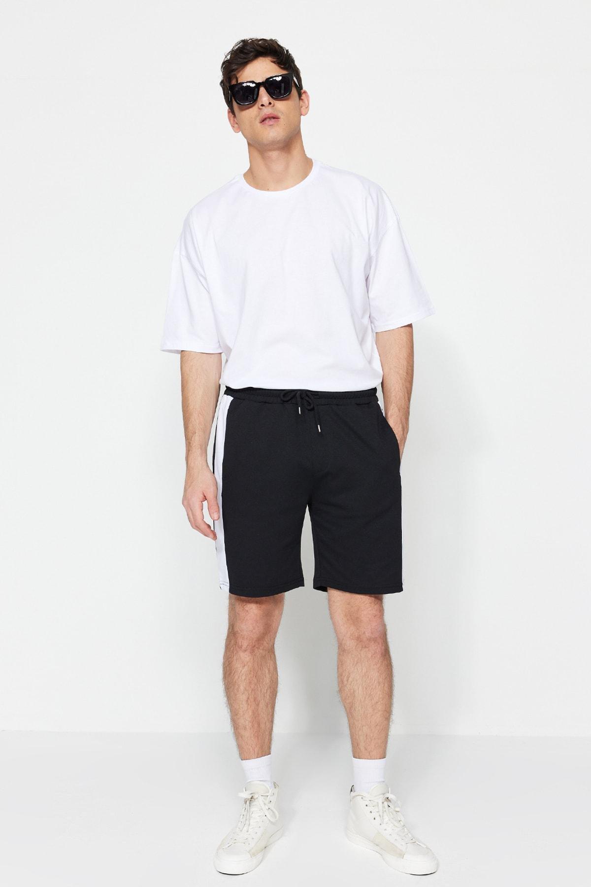 Black Normal Waist Shorts, , large image number 7