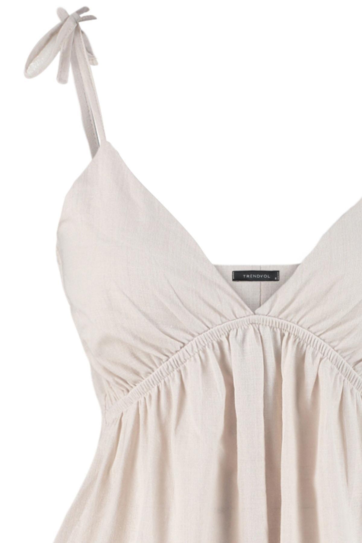 Beige V-Neck Jumpsuit, , large image number 7