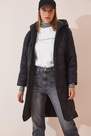 Happiness - Black Hooded Quilted Coat