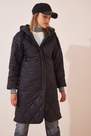 Happiness - Black Hooded Quilted Coat