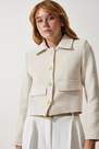 Happiness - White Lapel Collar Double-Breasted Jacket