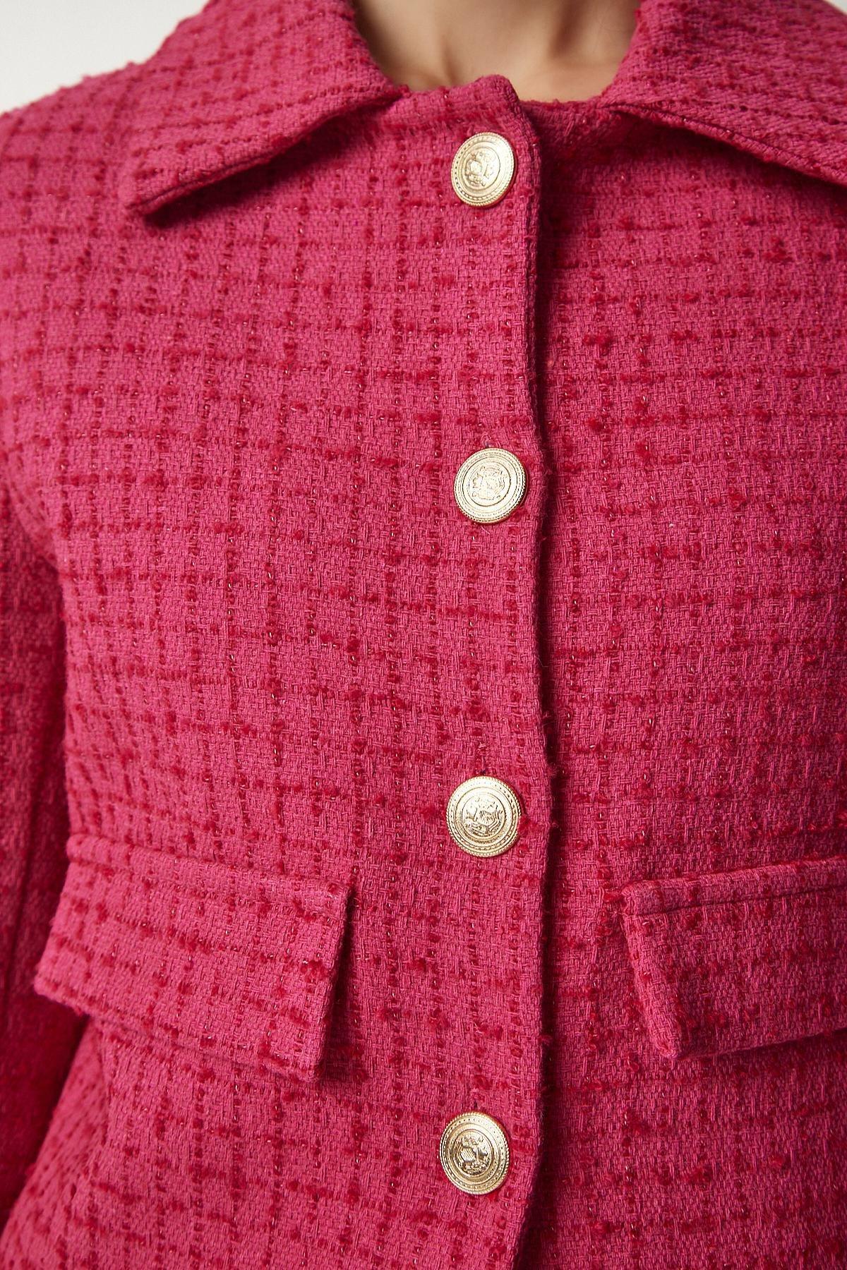 Pink Tweed Crop Jacket, , large image number 3