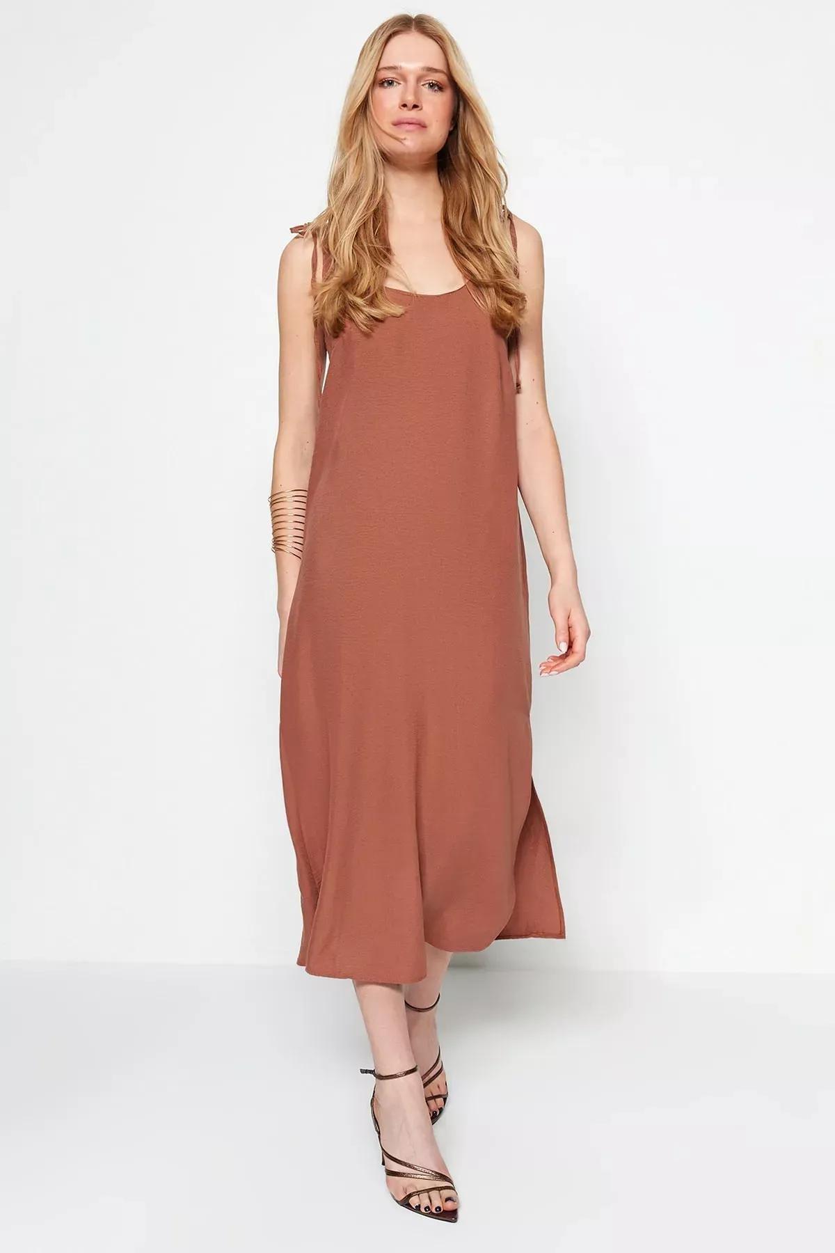 Brown Shift Dress, Brown, large image number 3