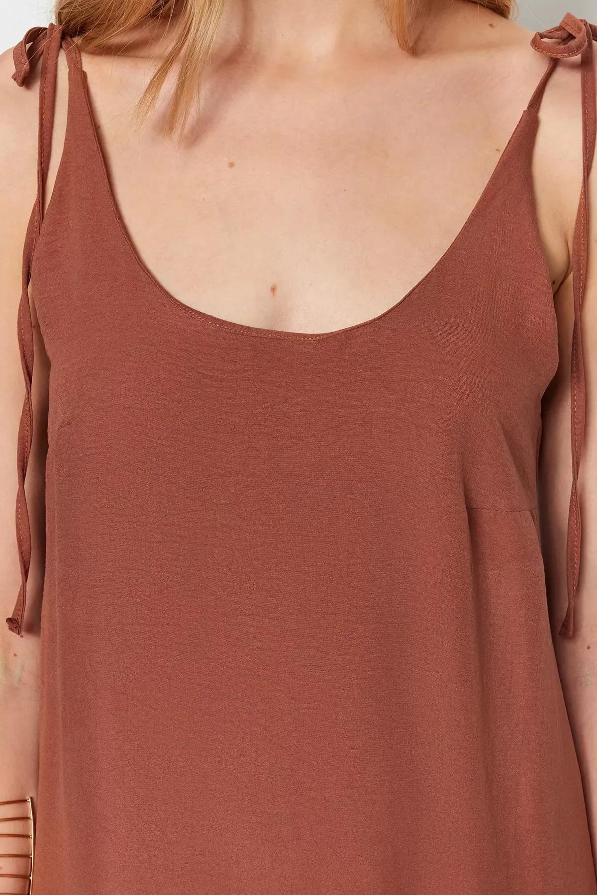 Brown Shift Dress, Brown, large image number 4