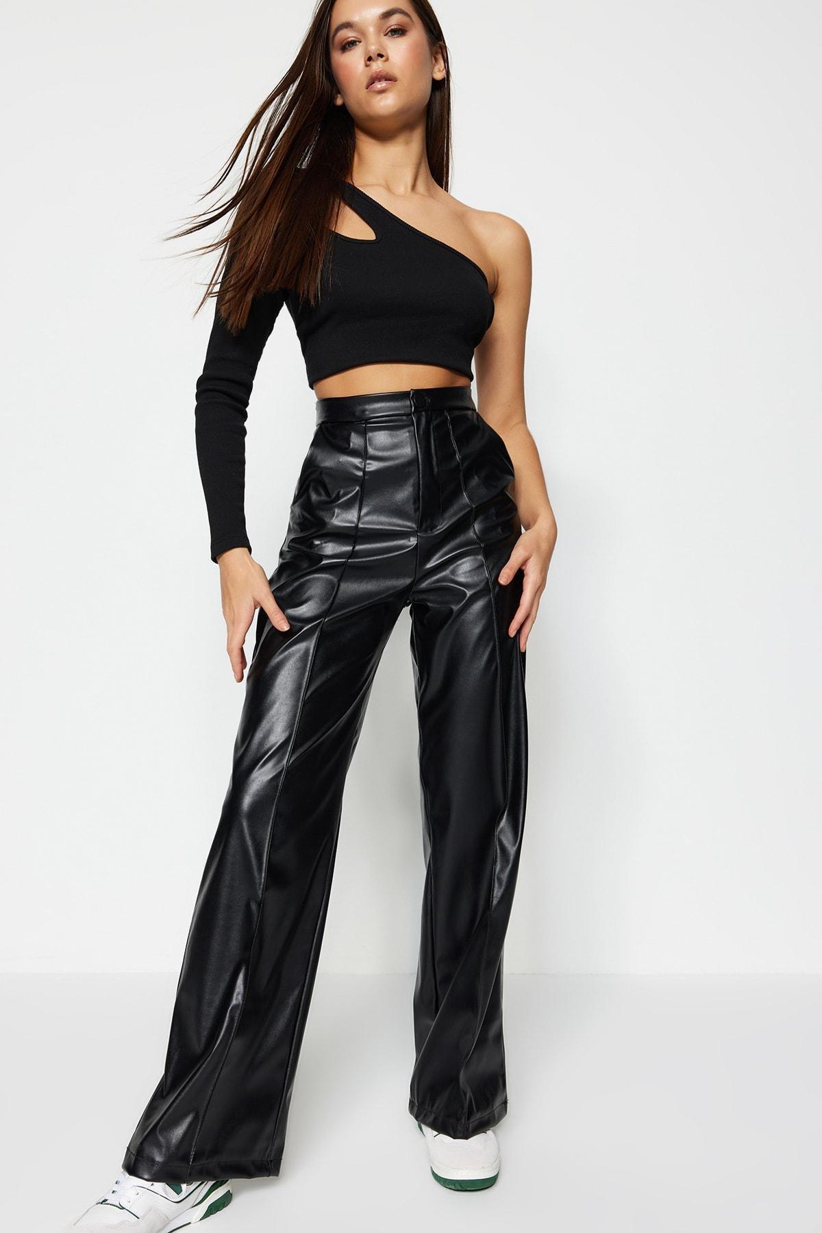 Black Wide Leg Pants, , large image number 0
