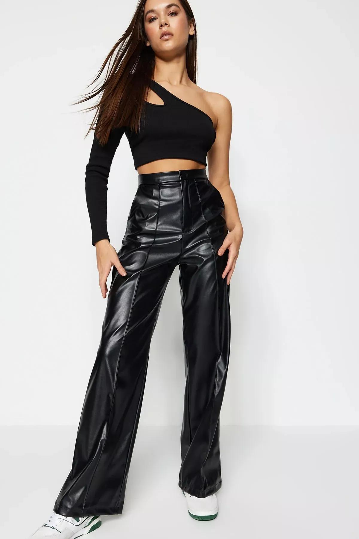Black Wide Leg Pants, Black, large image number 0