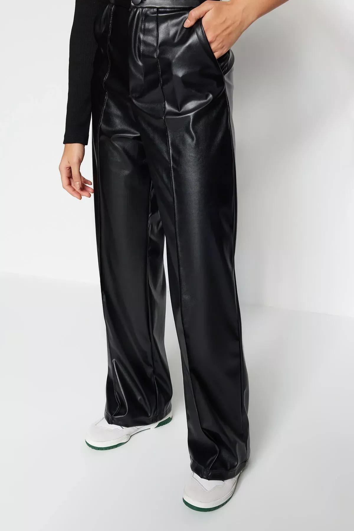 Black Wide Leg Pants, Black, large image number 3