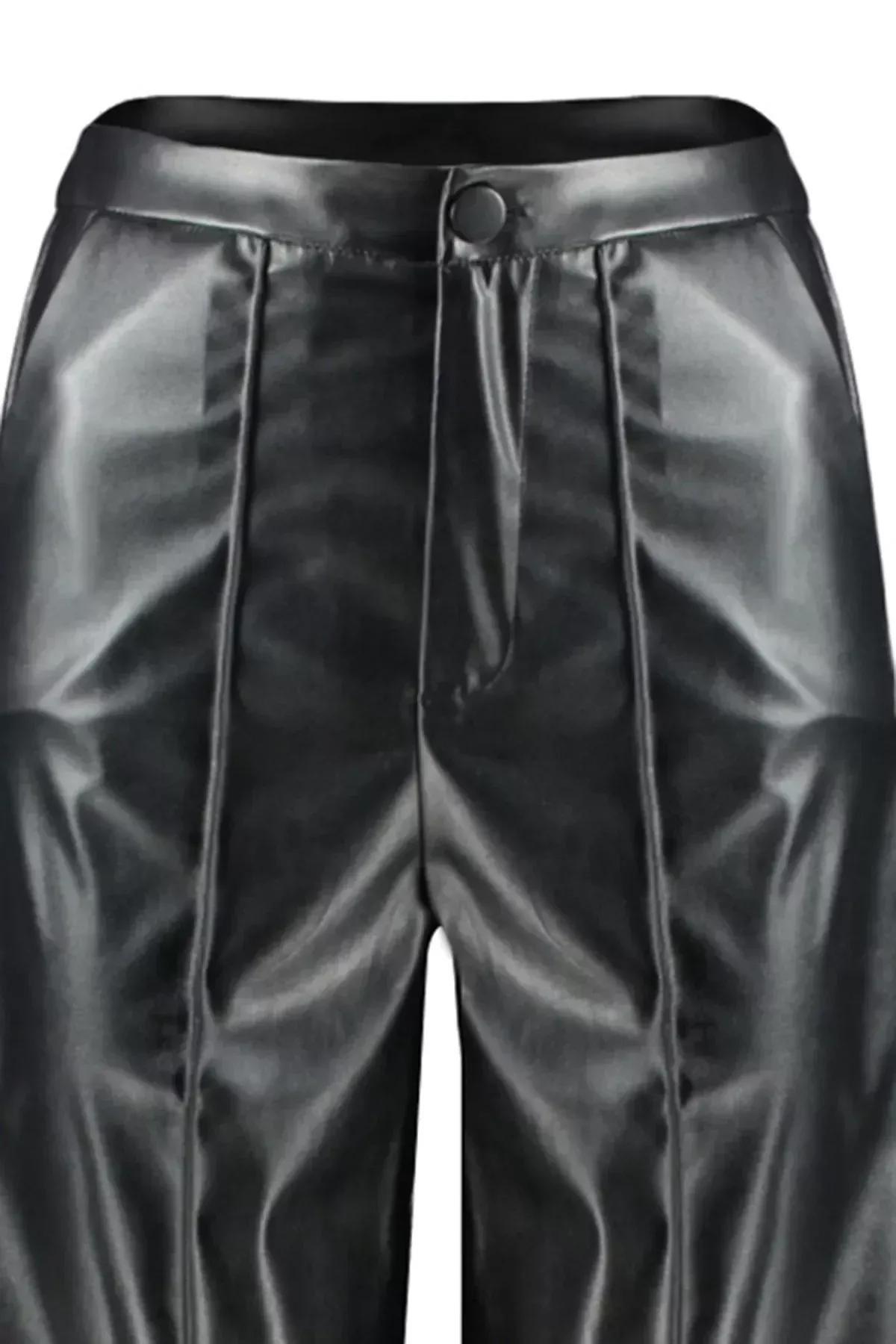 Black Wide Leg Pants, Black, large image number 5