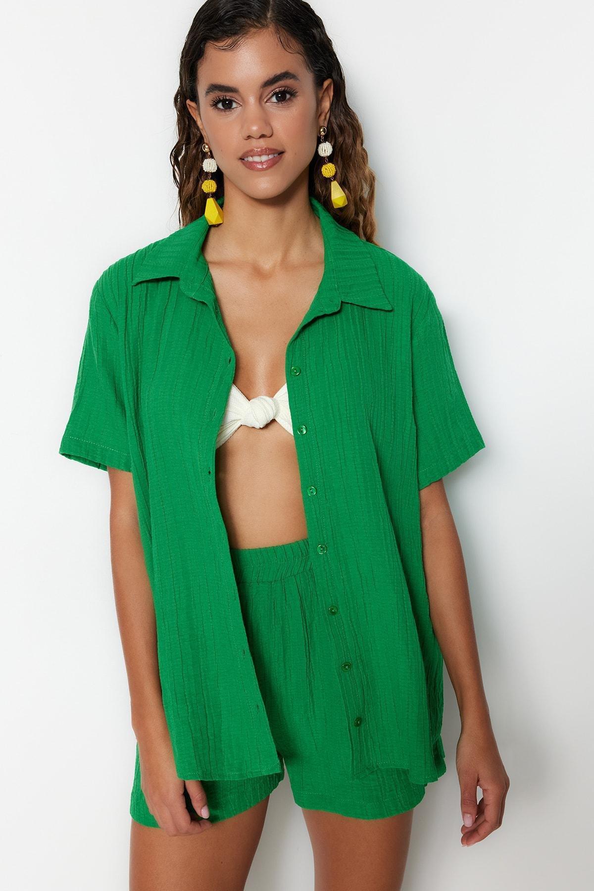 Green Mandarin Collar Co-Ord Set, , large image number 2