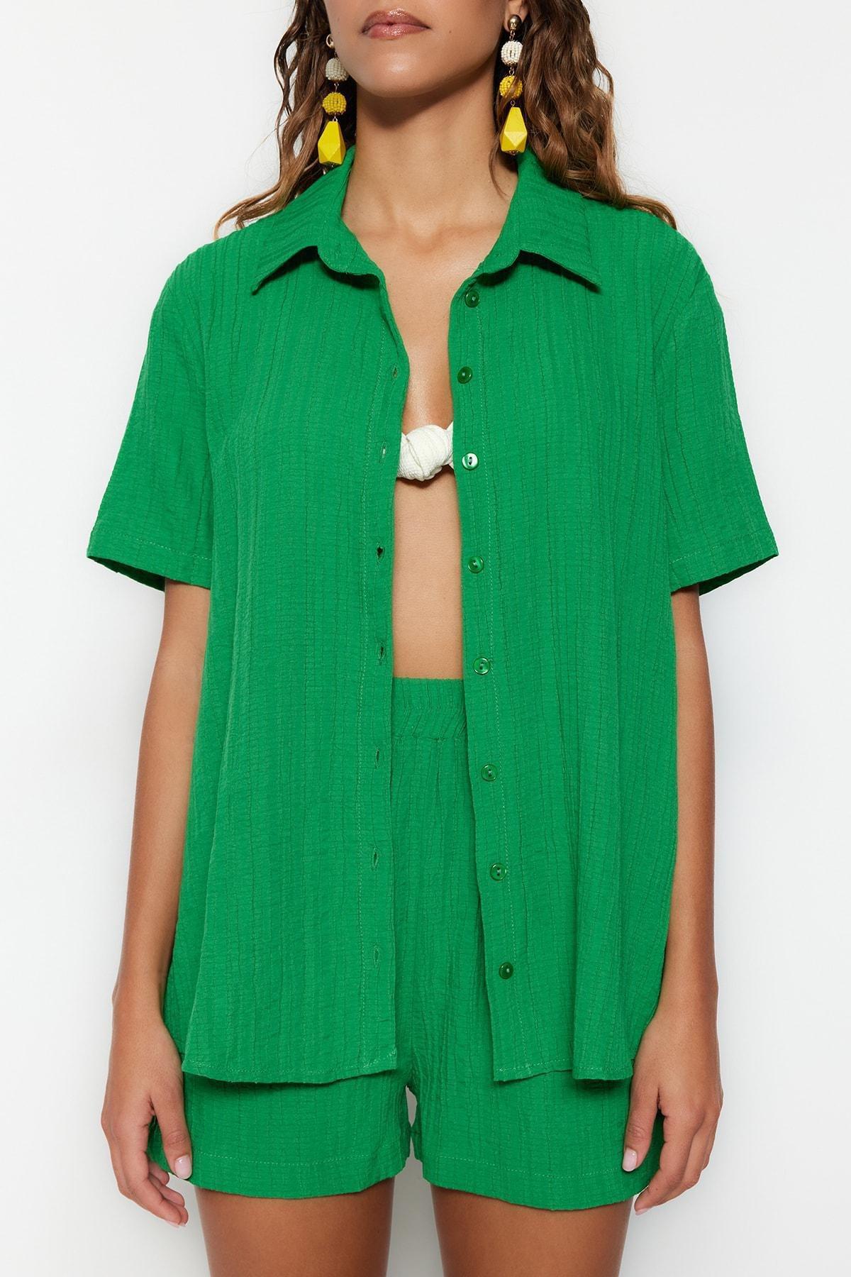 Green Mandarin Collar Co-Ord Set, , large image number 3