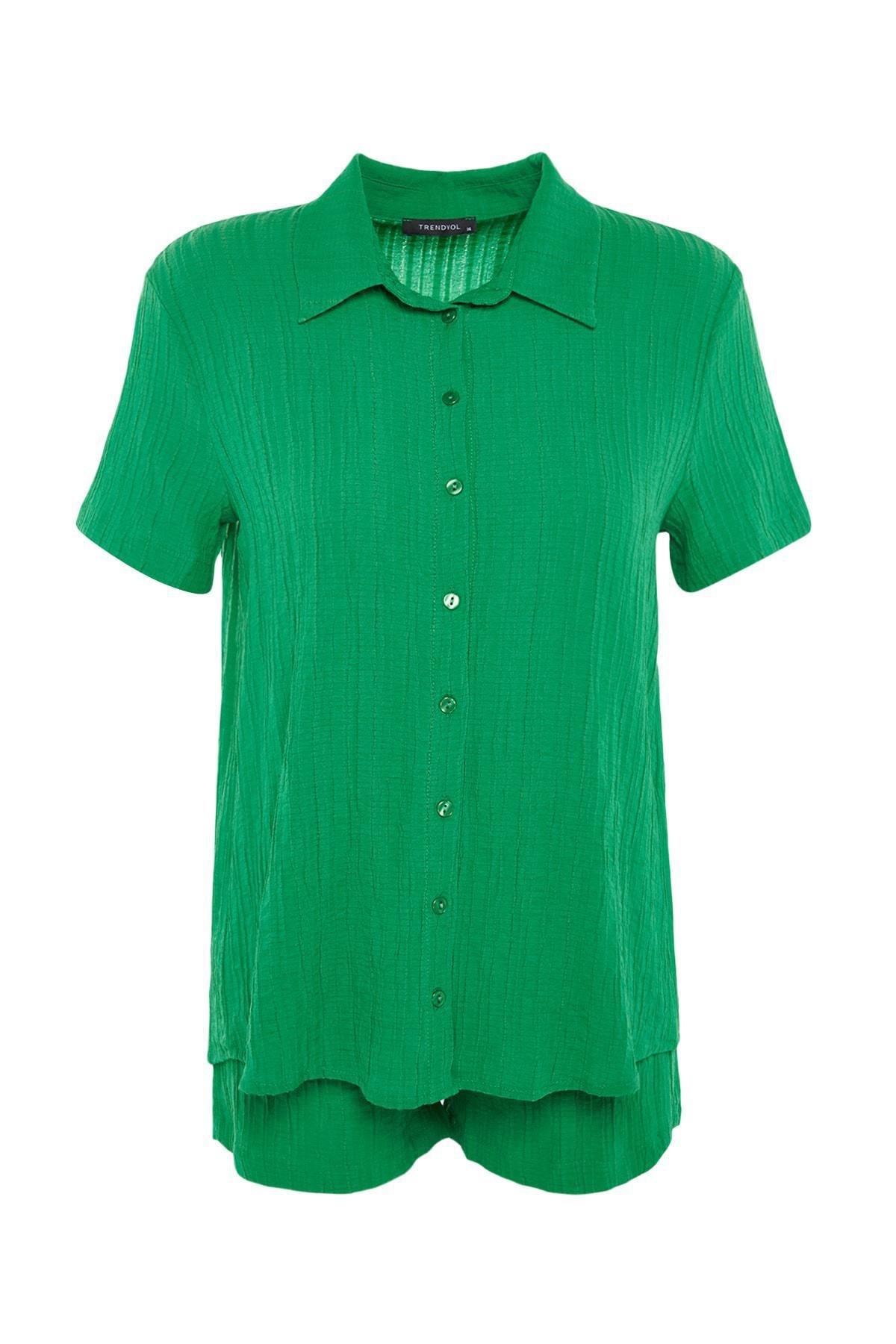 Green Mandarin Collar Co-Ord Set, , large image number 5