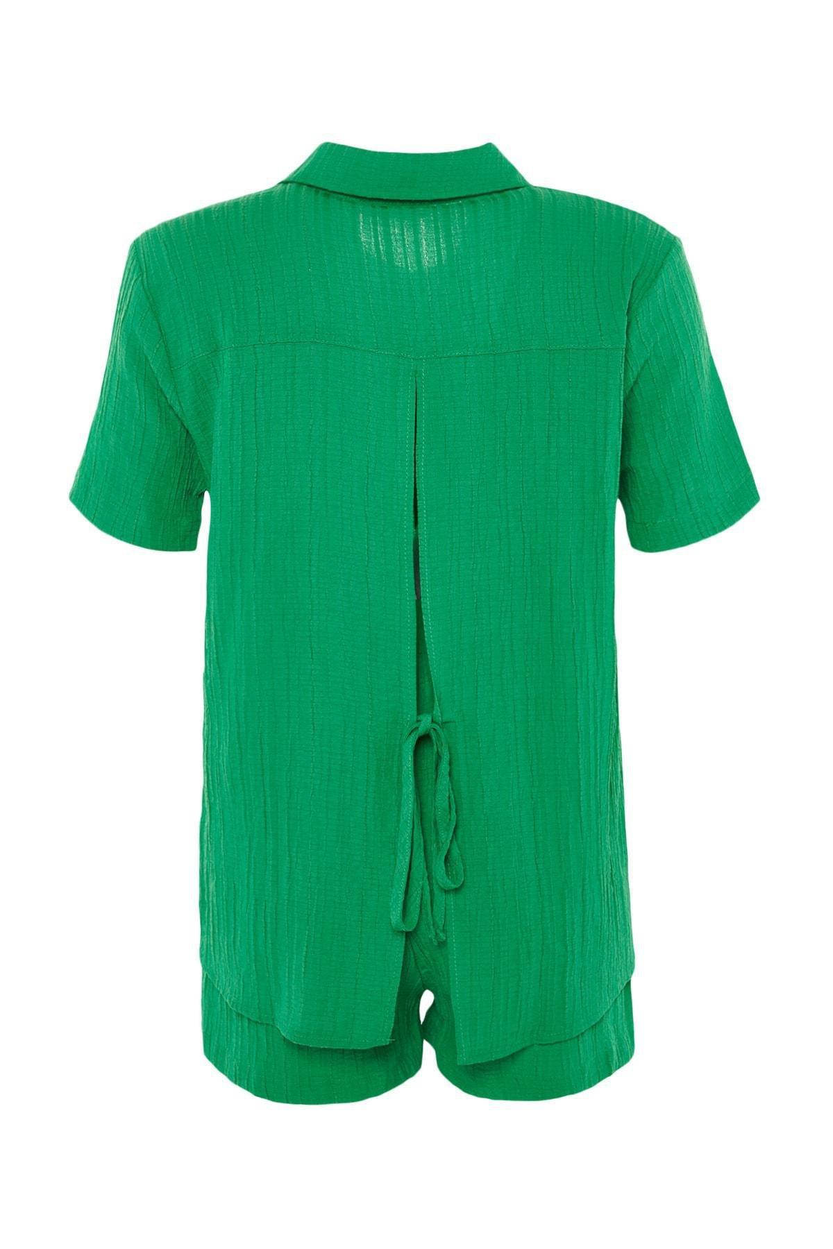 Green Mandarin Collar Co-Ord Set, , large image number 7