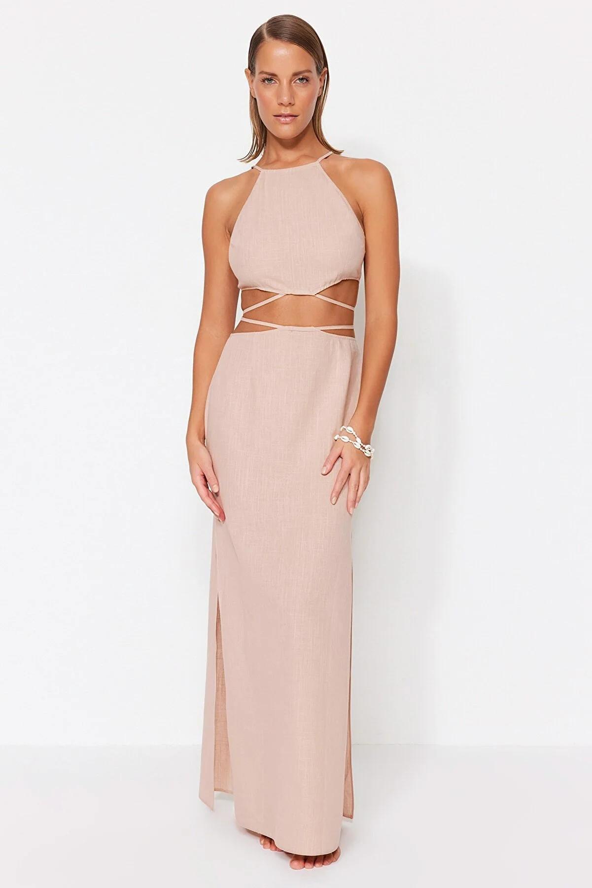 Beige Halter Neck Co-Ord Set, , large image number 0