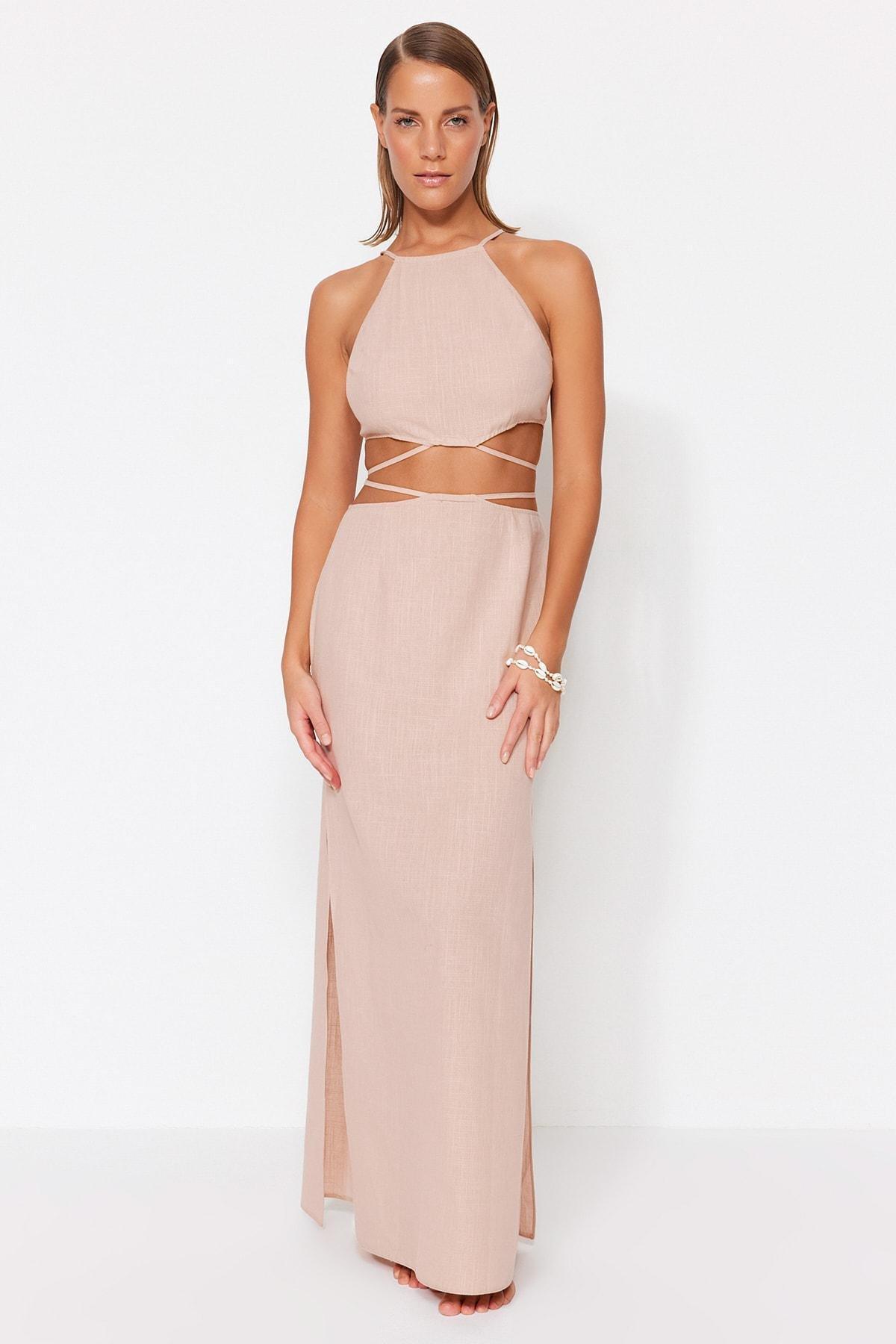 Beige Halter Neck Co-Ord Set, , large image number 2