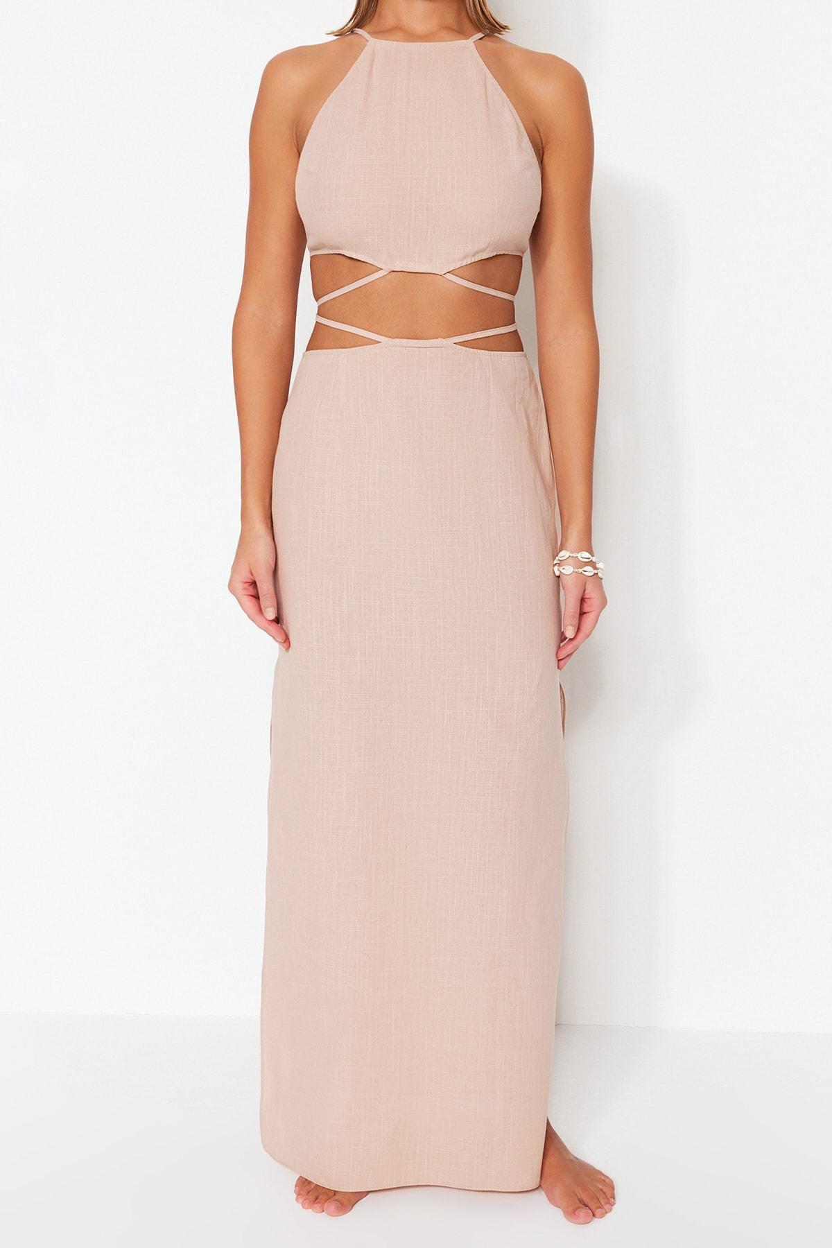Beige Halter Neck Co-Ord Set, , large image number 5