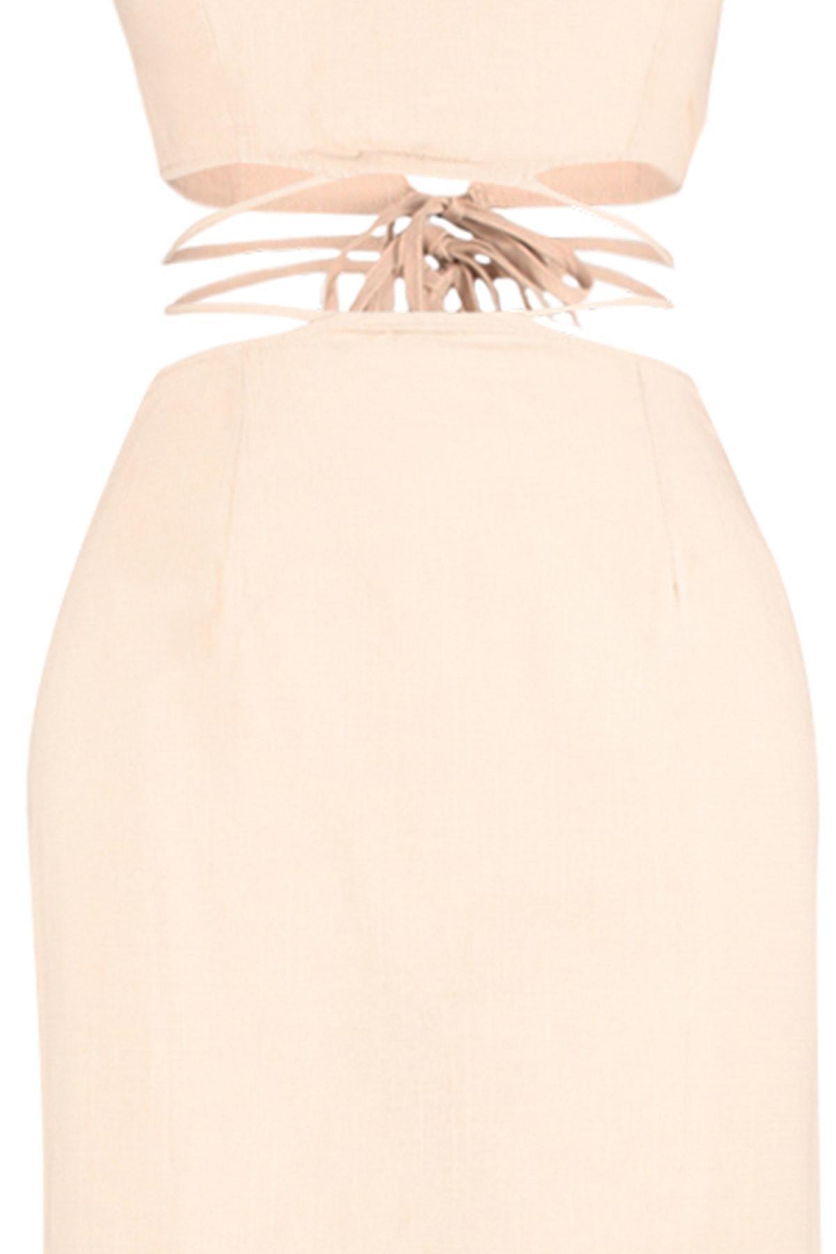 Beige Halter Neck Co-Ord Set, , large image number 9