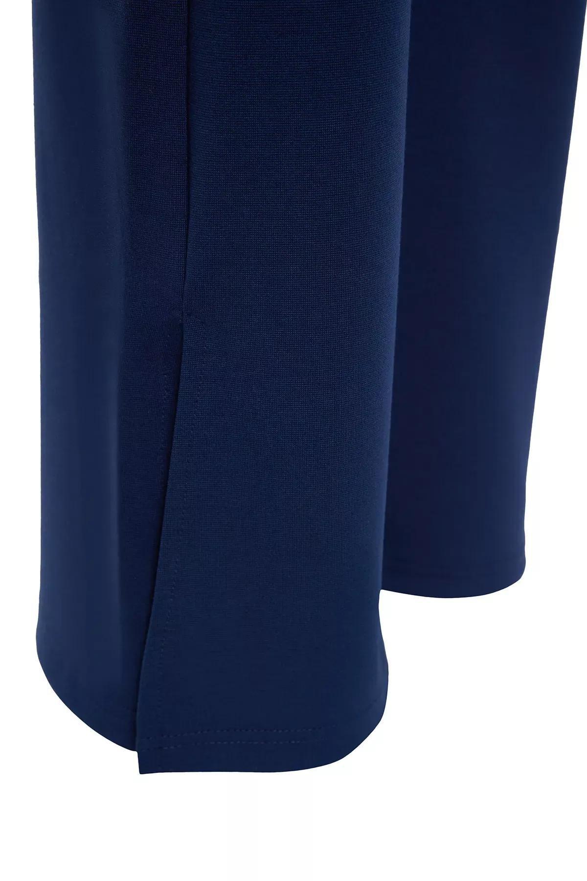 Indigo Slits in the Sides Flare/Flare-Flare High Waist Knitted Trousers TWOSS23PL00134, single, , large image number 5