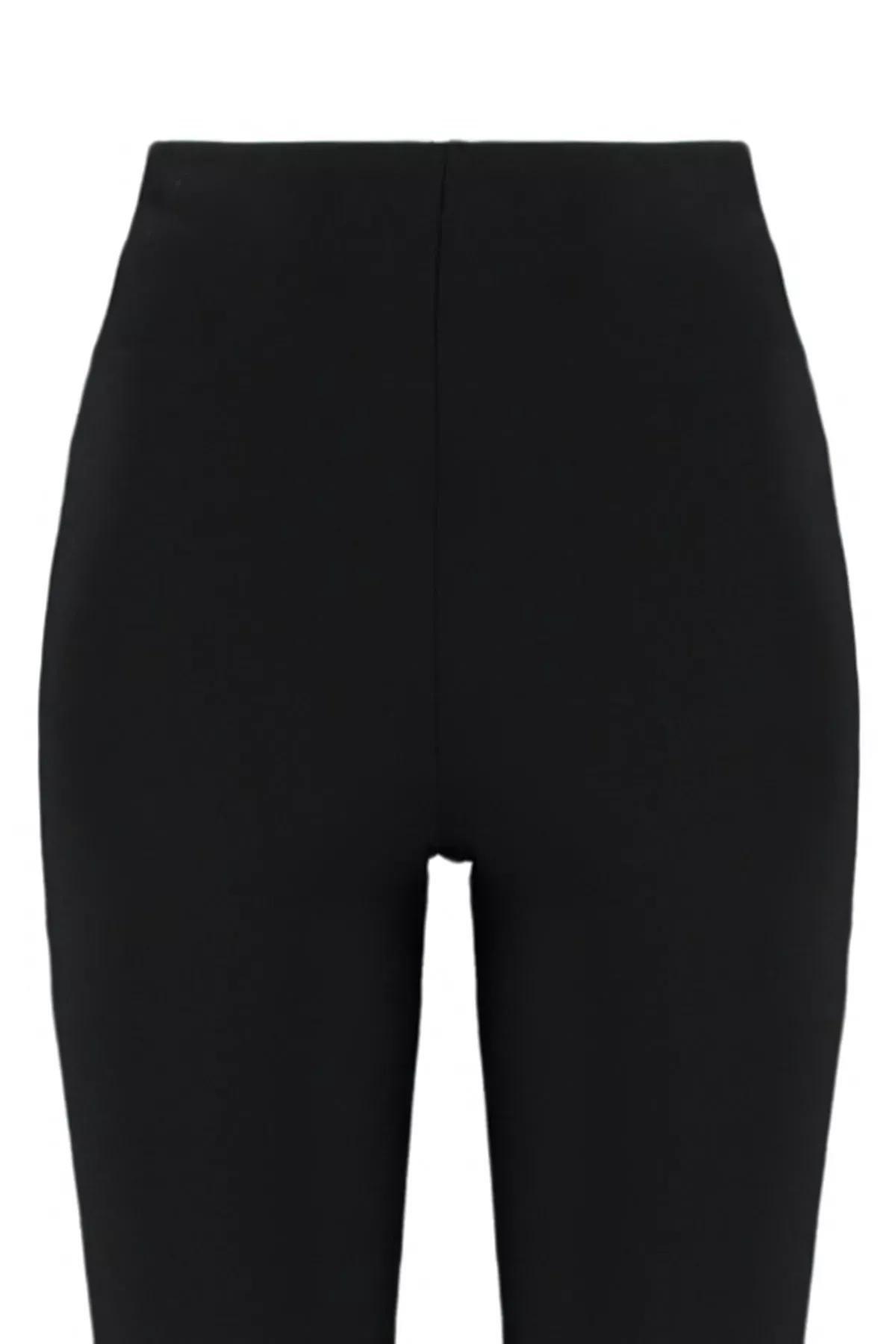 Black High Waisted Opened Hem Trousers, Black, large image number 5