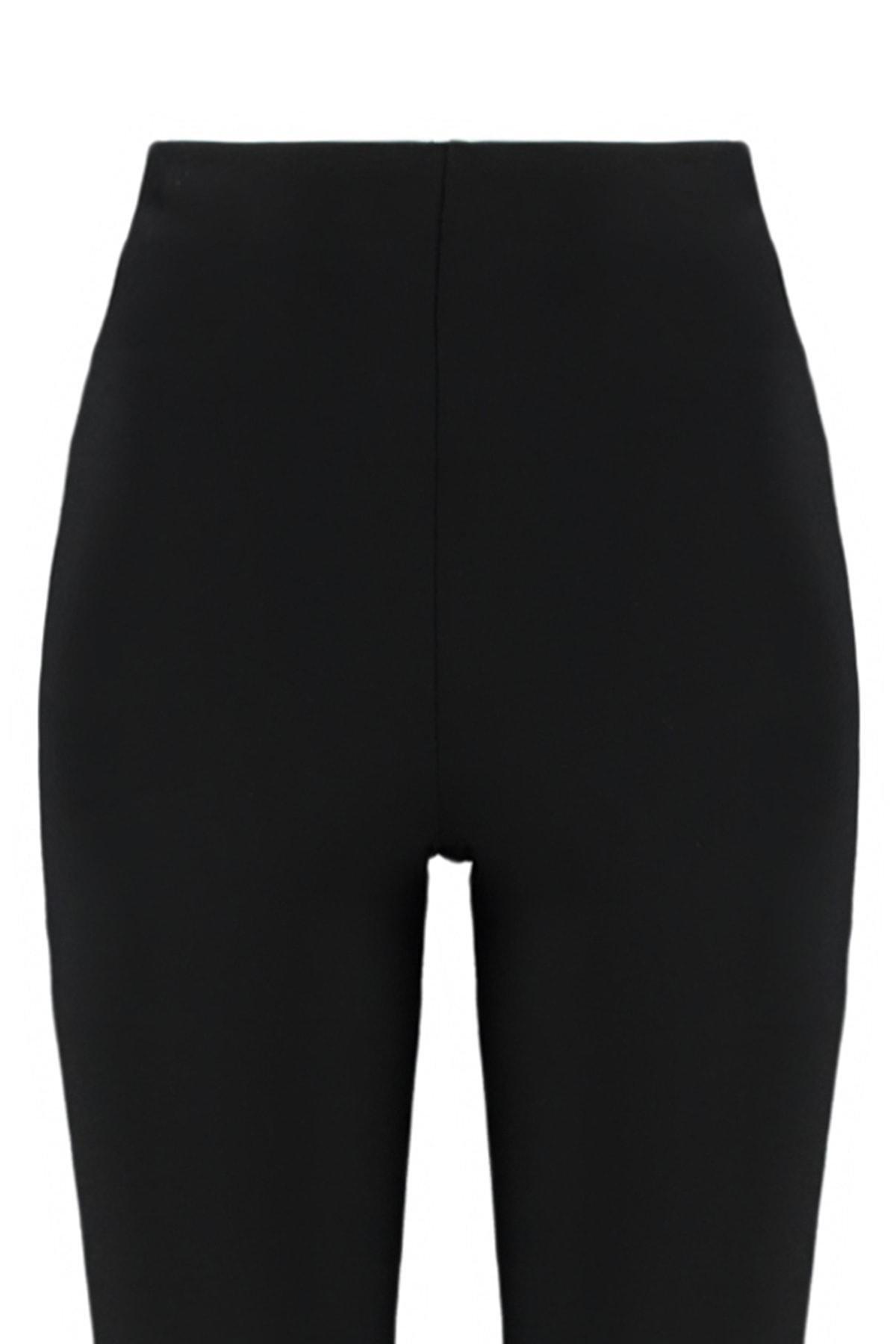 Black High Waisted Opened Hem Trousers, , large image number 6