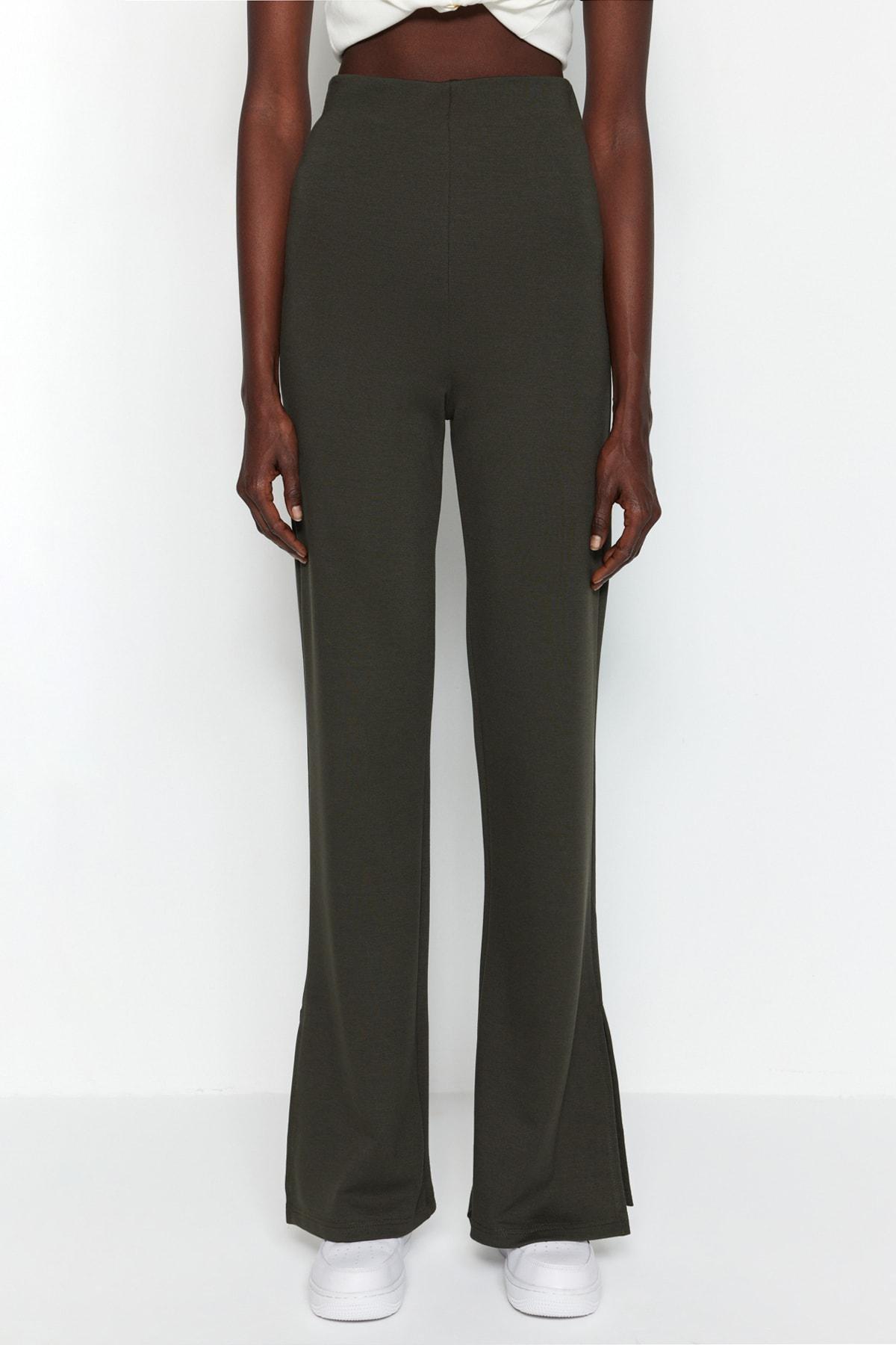Khaki Flared Pants, , large image number 2