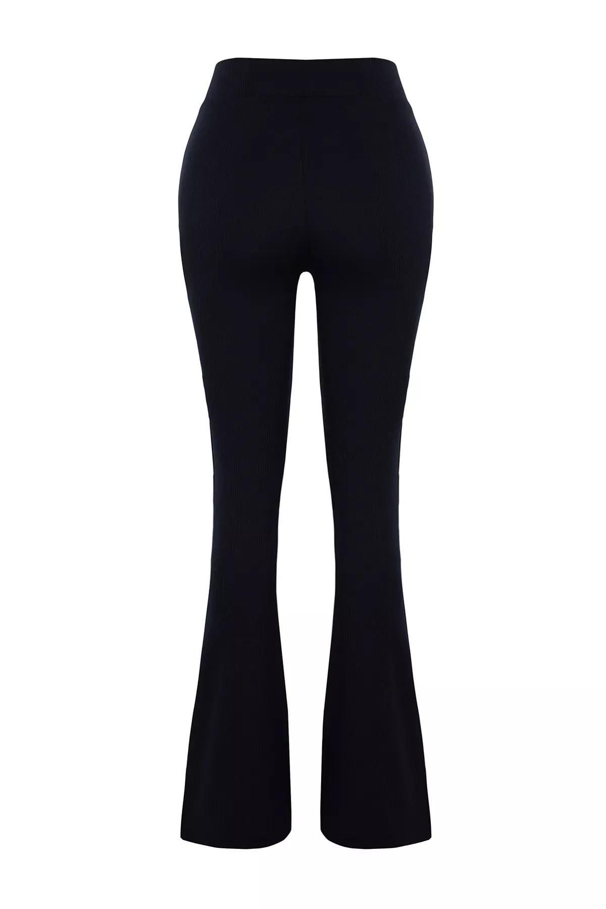 بنطال مُحاك واسع من الأسفل بنمط مضلع، أزرق, Navy blue, large image number 5