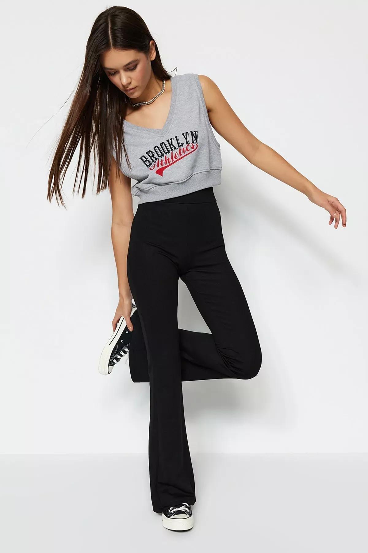 Black High Waist Wide Leg Pants, Black, large image number 2