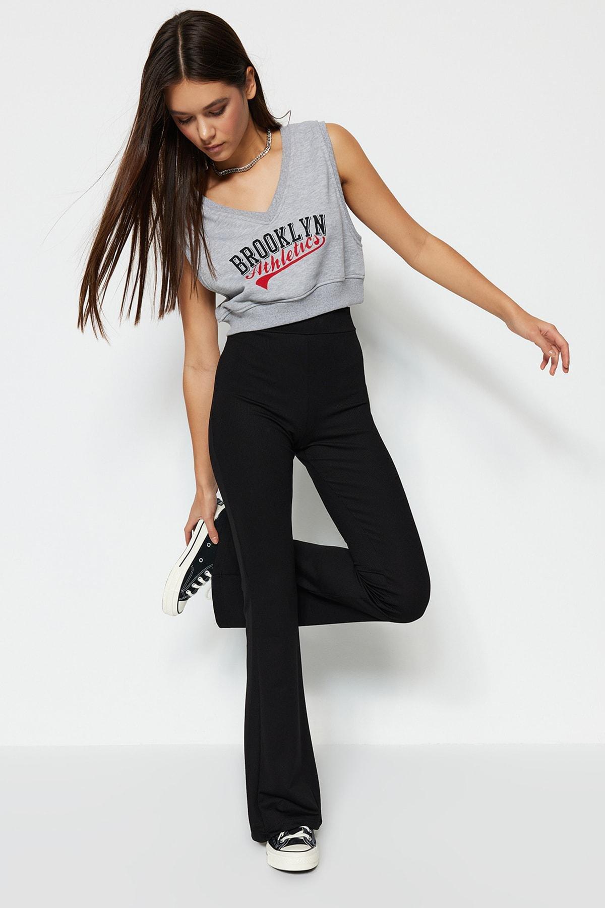 Black High Waist Wide Leg Pants, , large image number 2
