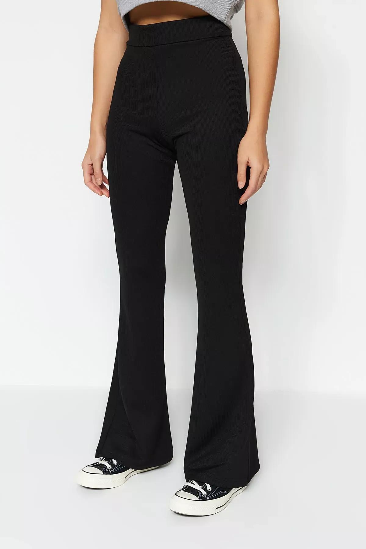 Black High Waist Wide Leg Pants, Black, large image number 3
