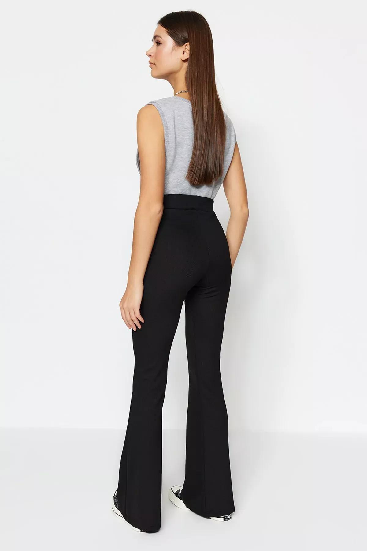 Black High Waist Wide Leg Pants, Black, large image number 4