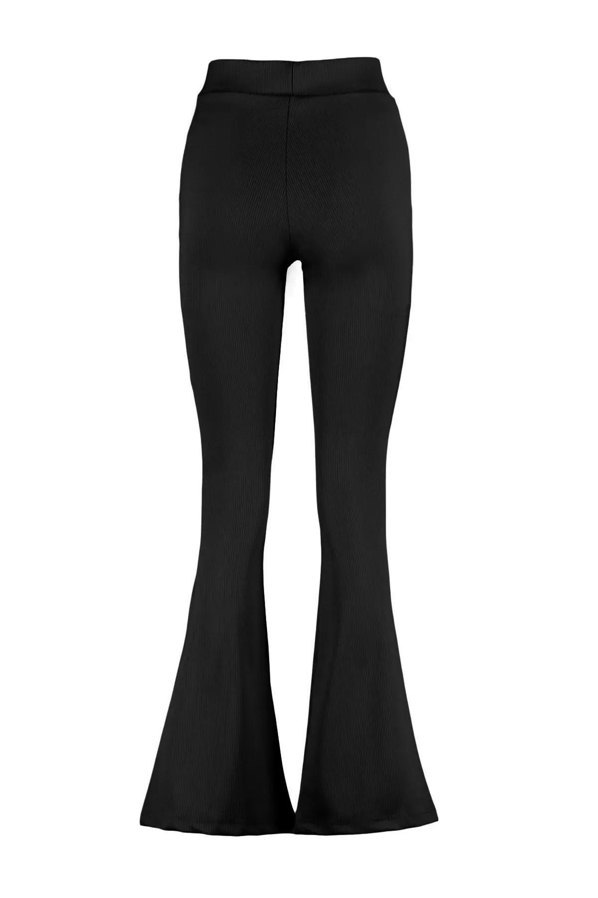 Black High Waist Wide Leg Pants, Black, large image number 6