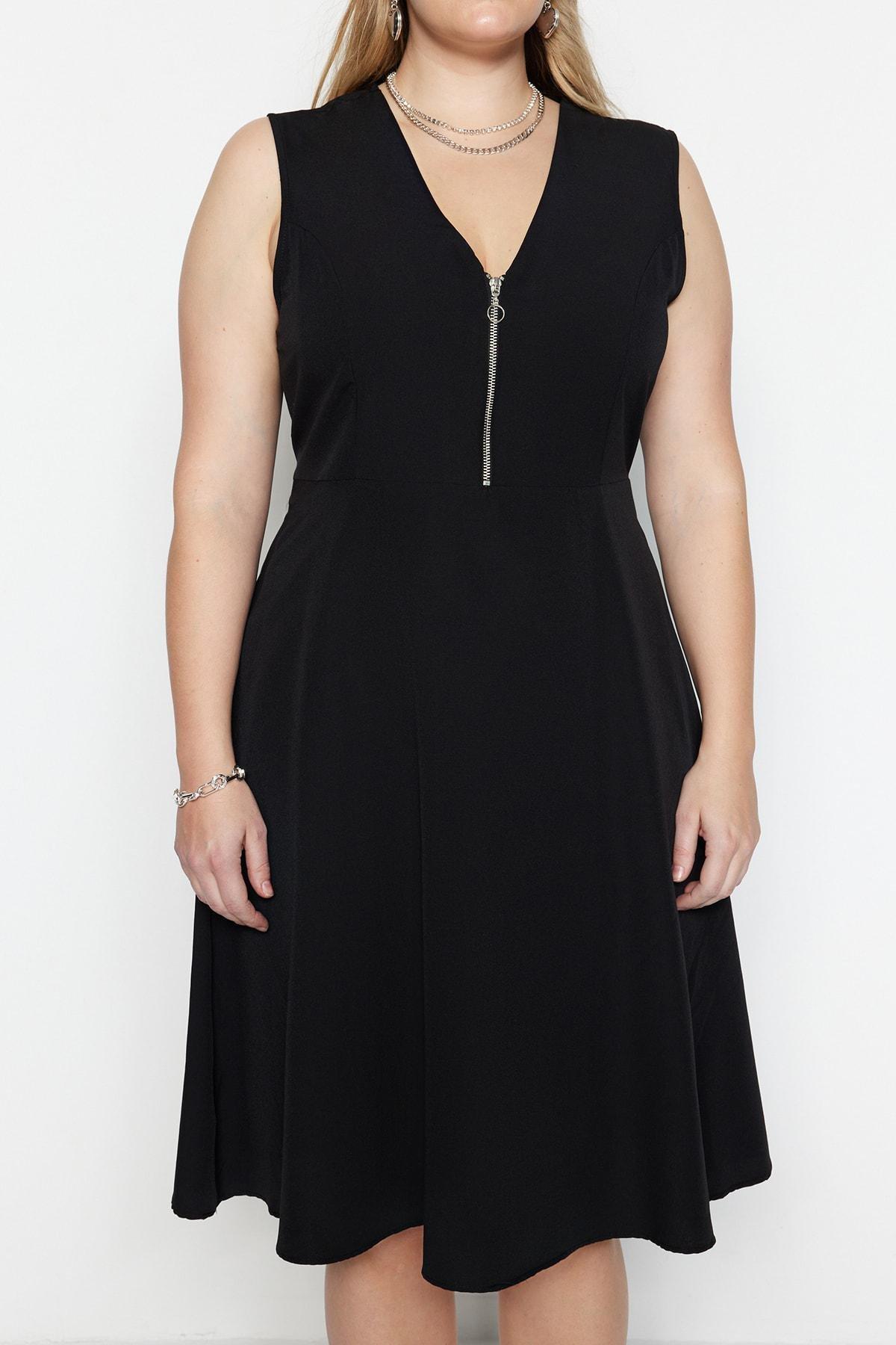 Black Skater Plus Size Dress, , large image number 2