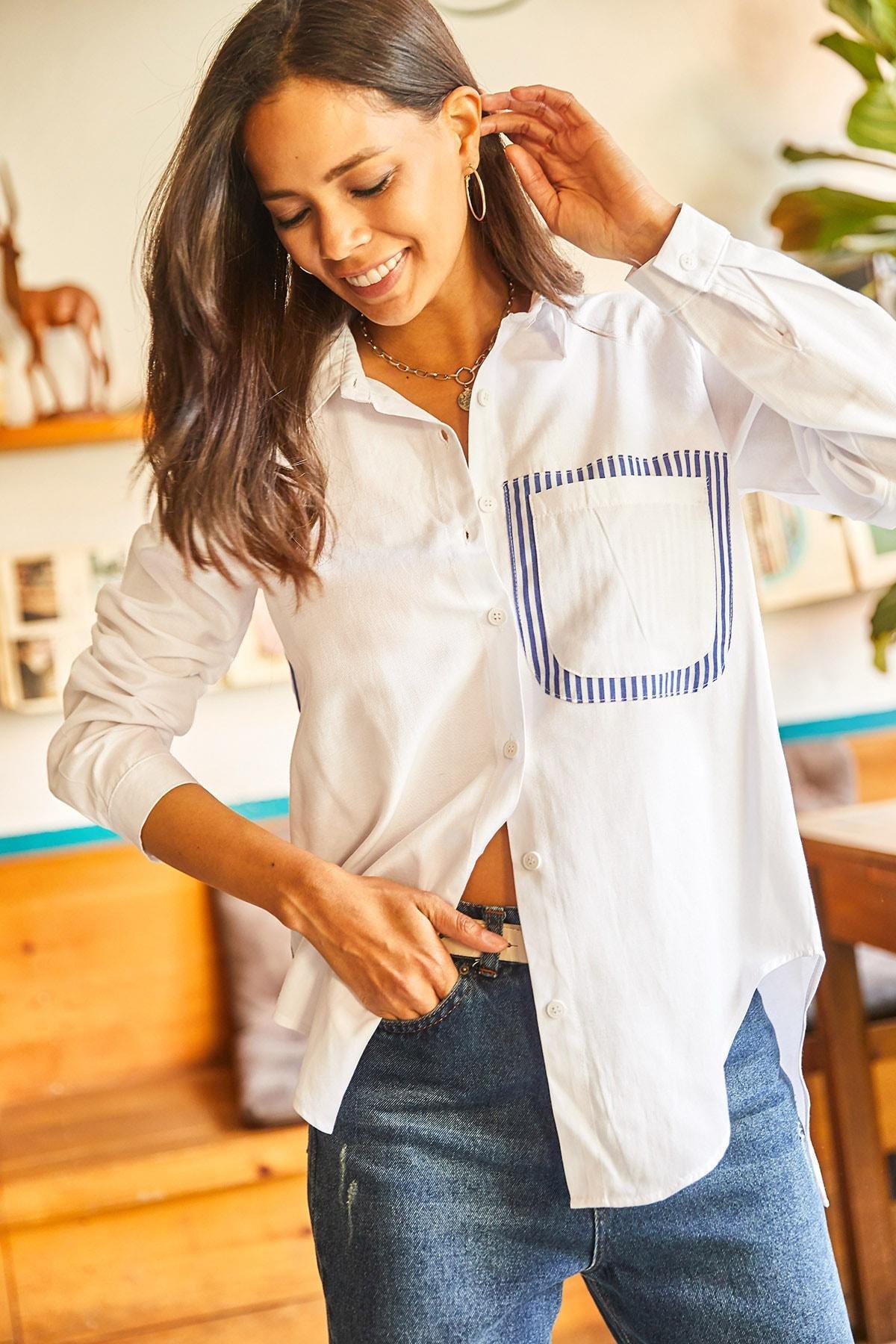 Blue Oversize Shirt, , large image number 3